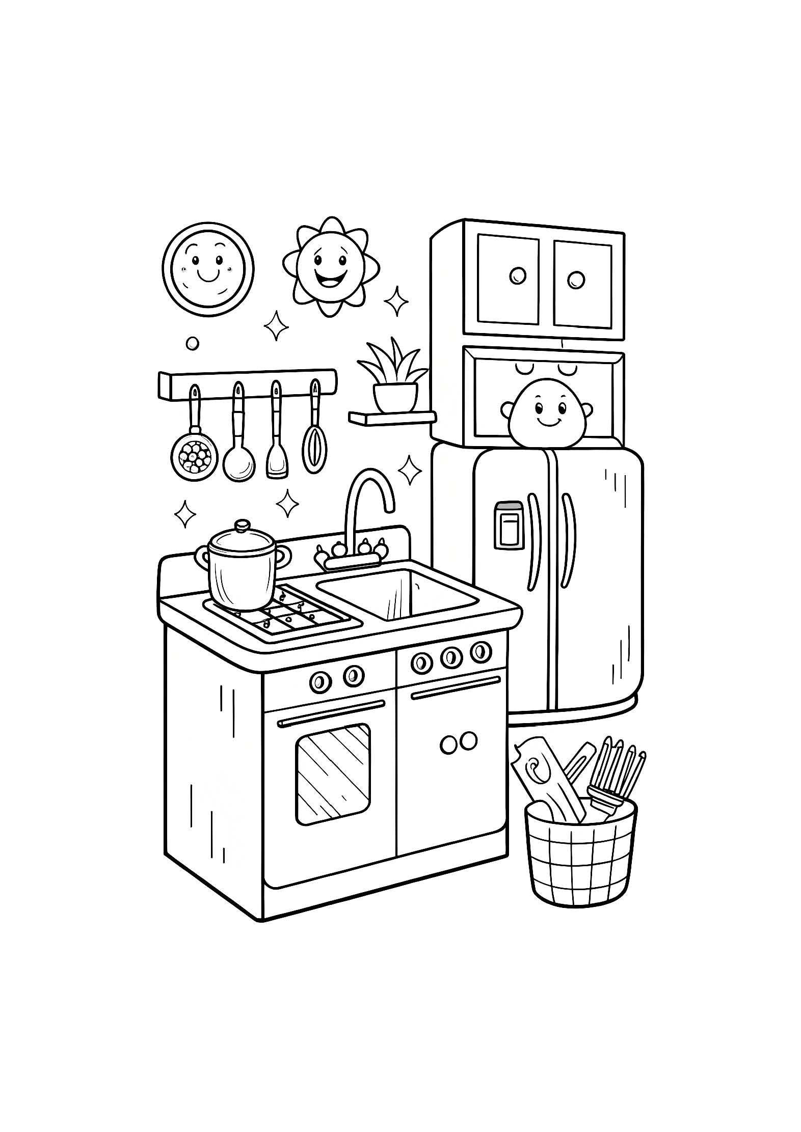 Kitchen Things Coloring Book – 20 Printable A4 Pages | Digital PDF Download
