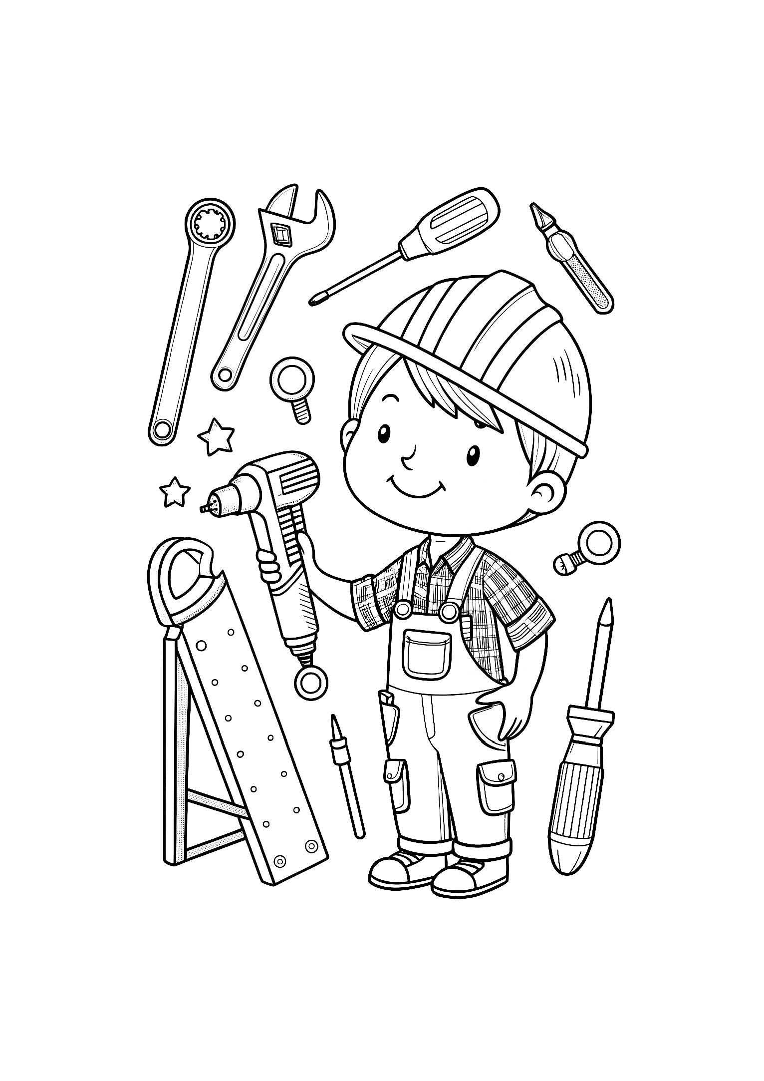 Tools and Gadgets Coloring Book for Kids – 20 Printable A4 Pages – Fun and Educational Tool Illustrations – Digital PDF Download