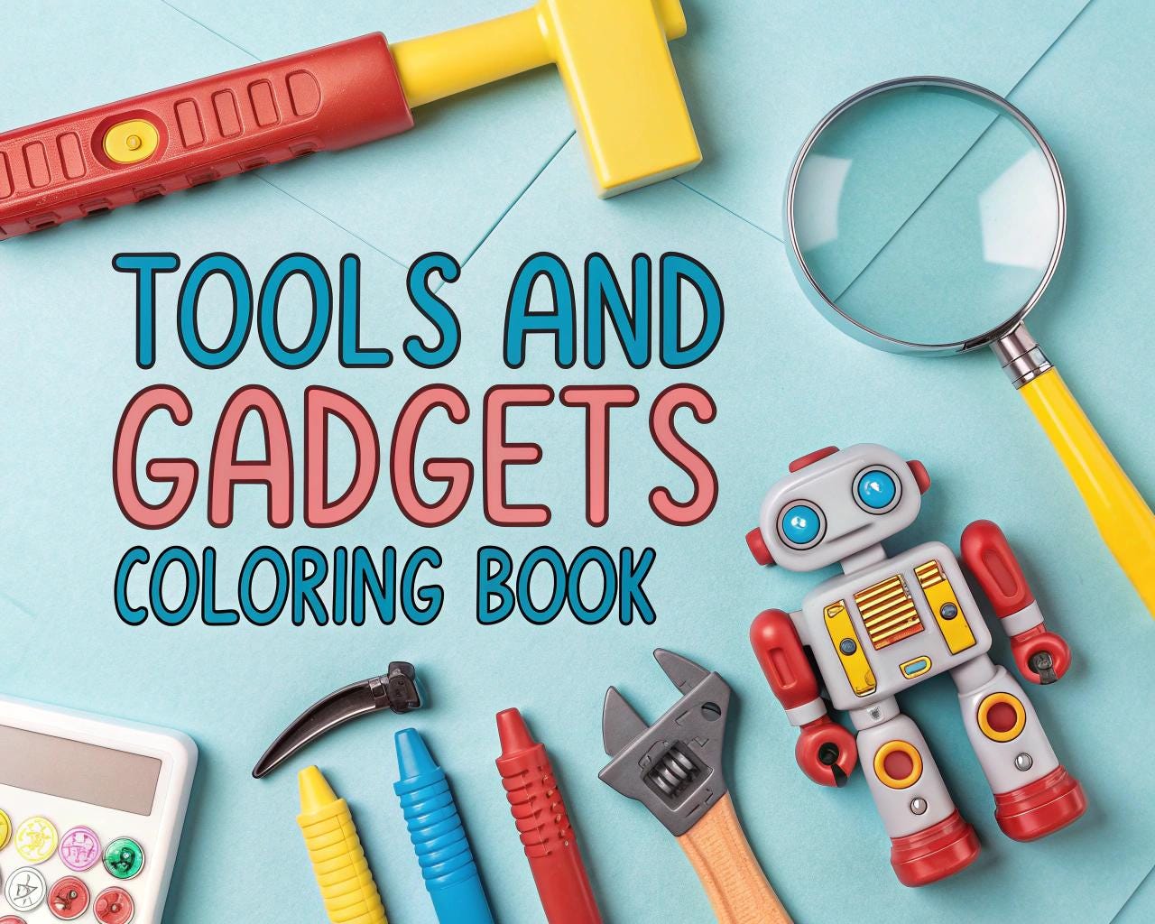 Tools and Gadgets Coloring Book for Kids – 20 Printable A4 Pages – Fun and Educational Tool Illustrations – Digital PDF Download
