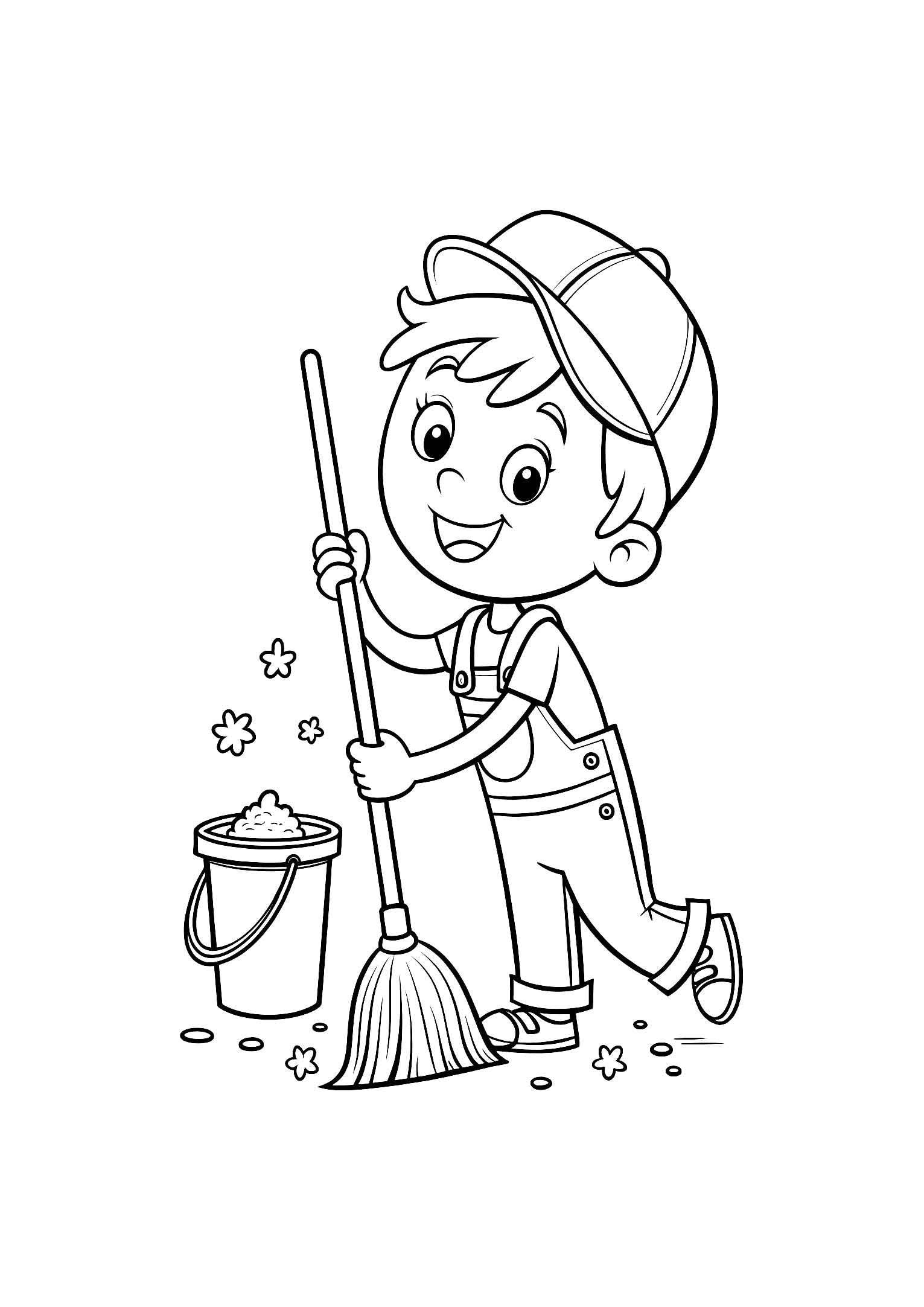 Clean Up Time Coloring Book for Kids – 20 Printable A4 Pages – Fun and Educational Cleaning Illustrations – Digital PDF Download