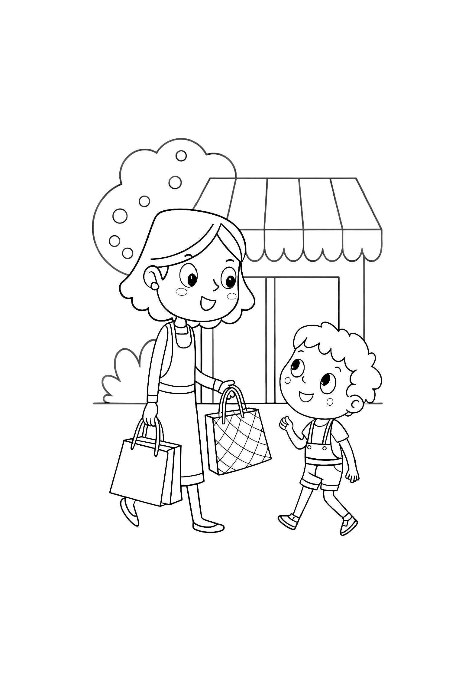 Shopping Day Coloring Book for Kids – 20 Printable A4 Pages – Fun and Educational Shopping Illustrations – Digital PDF Download