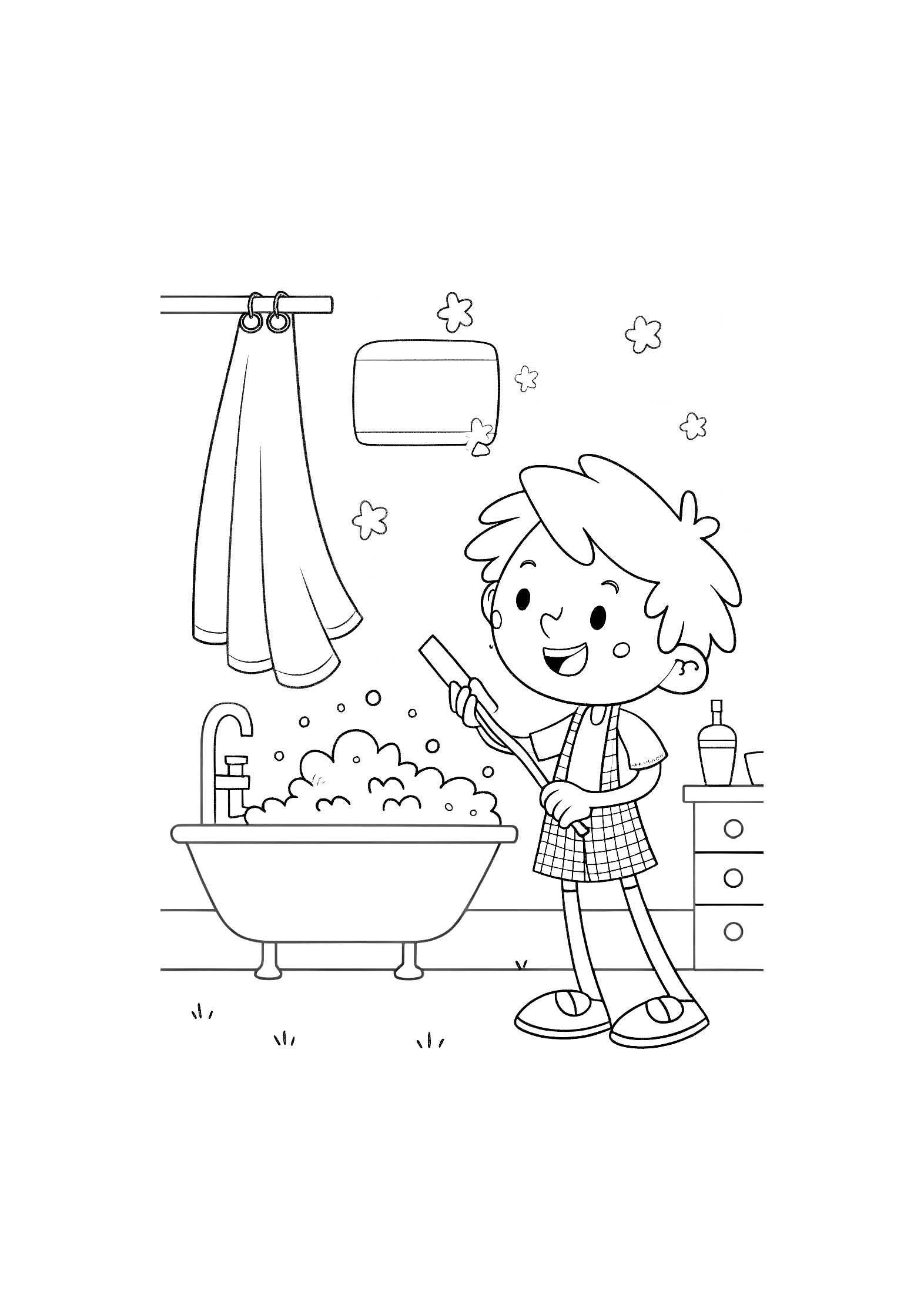 Bathroom Routine Coloring Book for Kids – 20 Printable A4 Pages – Fun and Educational Hygiene Illustrations – Digital PDF Download