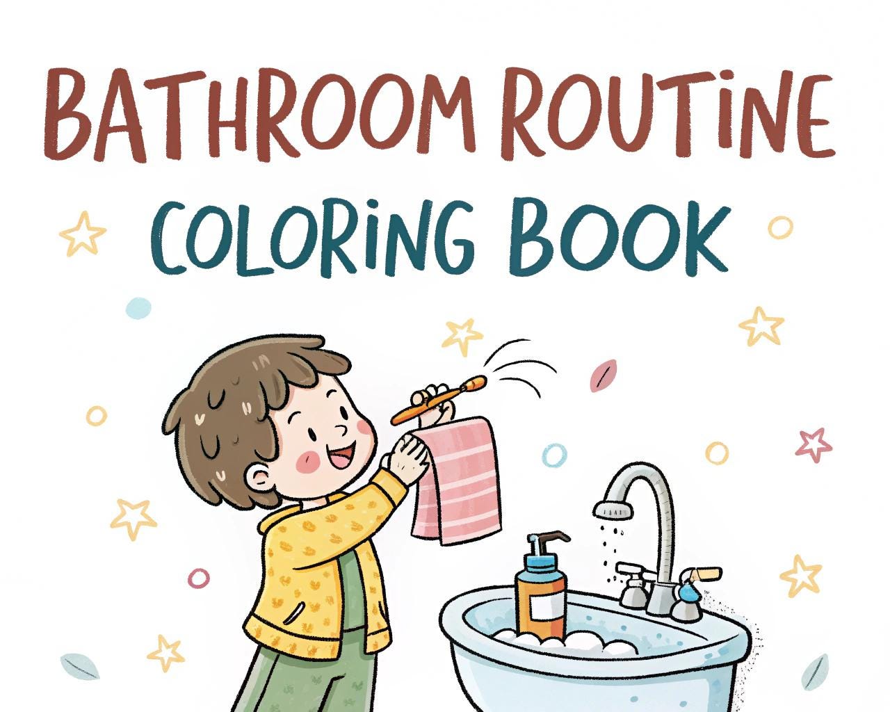 Bathroom Routine Coloring Book for Kids – 20 Printable A4 Pages – Fun and Educational Hygiene Illustrations – Digital PDF Download