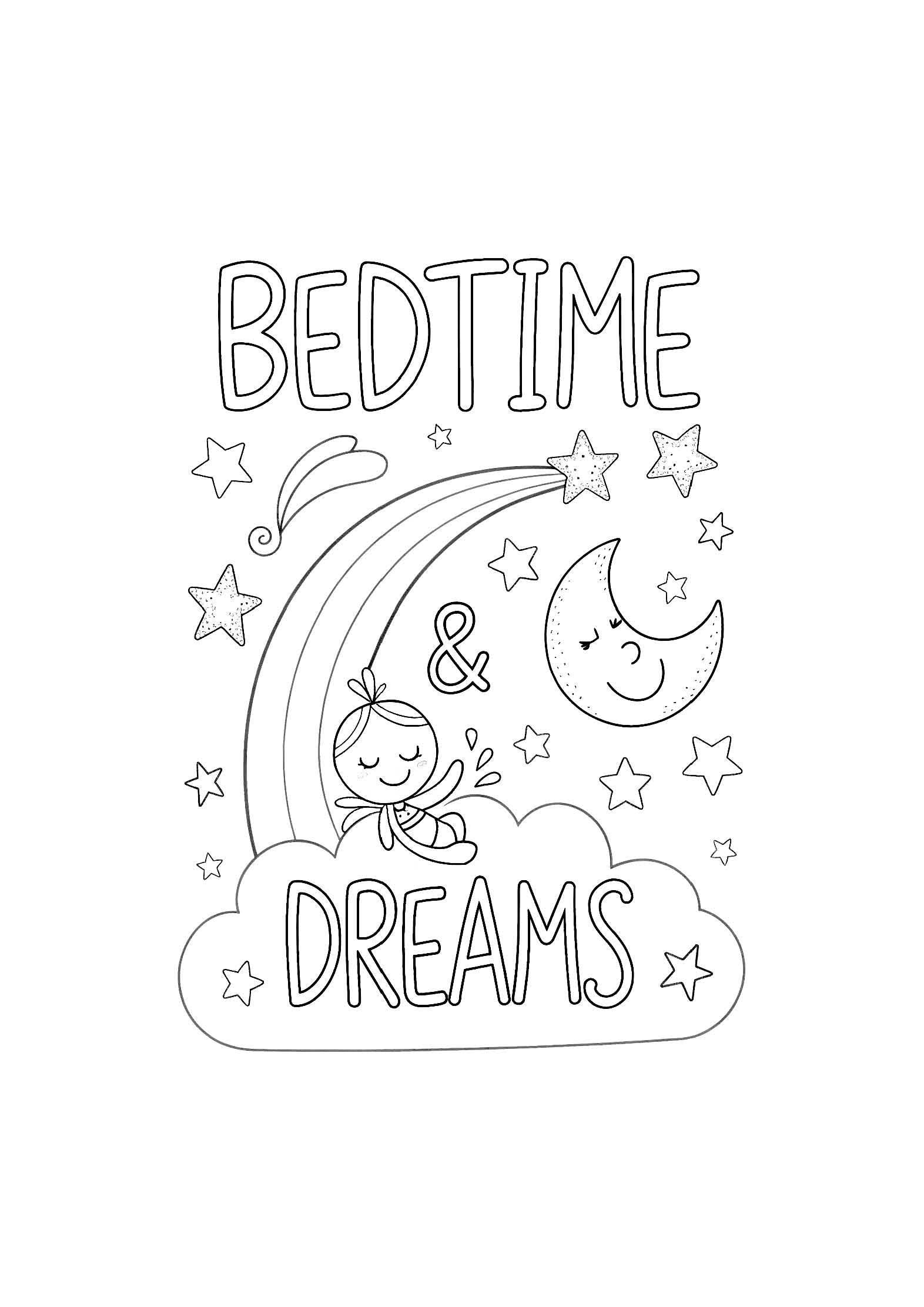 Bedtime & Dreams Coloring Book for Kids – 20 Printable A4 Pages – Peaceful and Imaginative Sleep-Themed Illustrations – Digital PDF Download