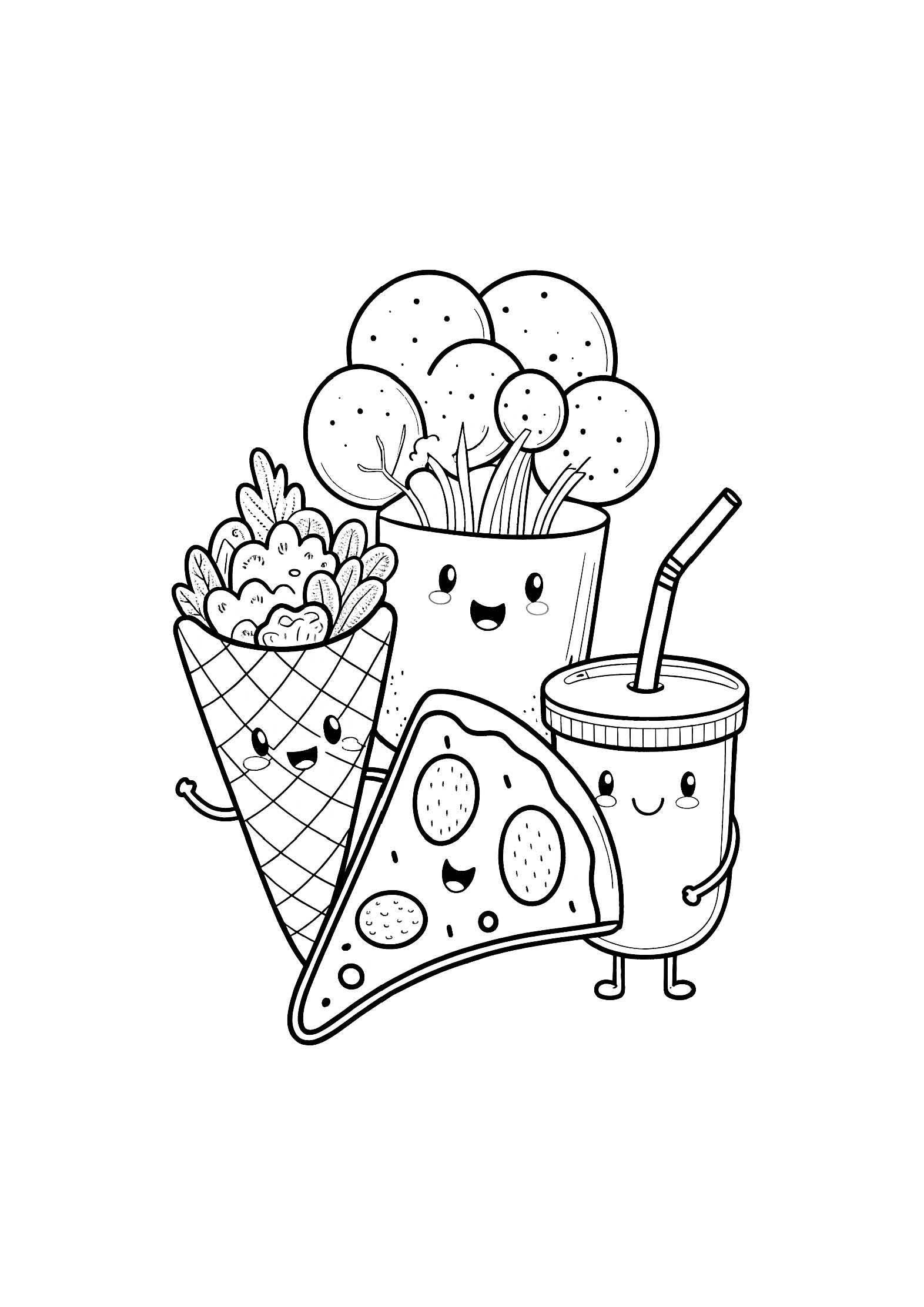 International Foods Coloring Book for Kids – 20 Printable A4 Pages – Delicious Dishes from Around the World – Digital PDF Download