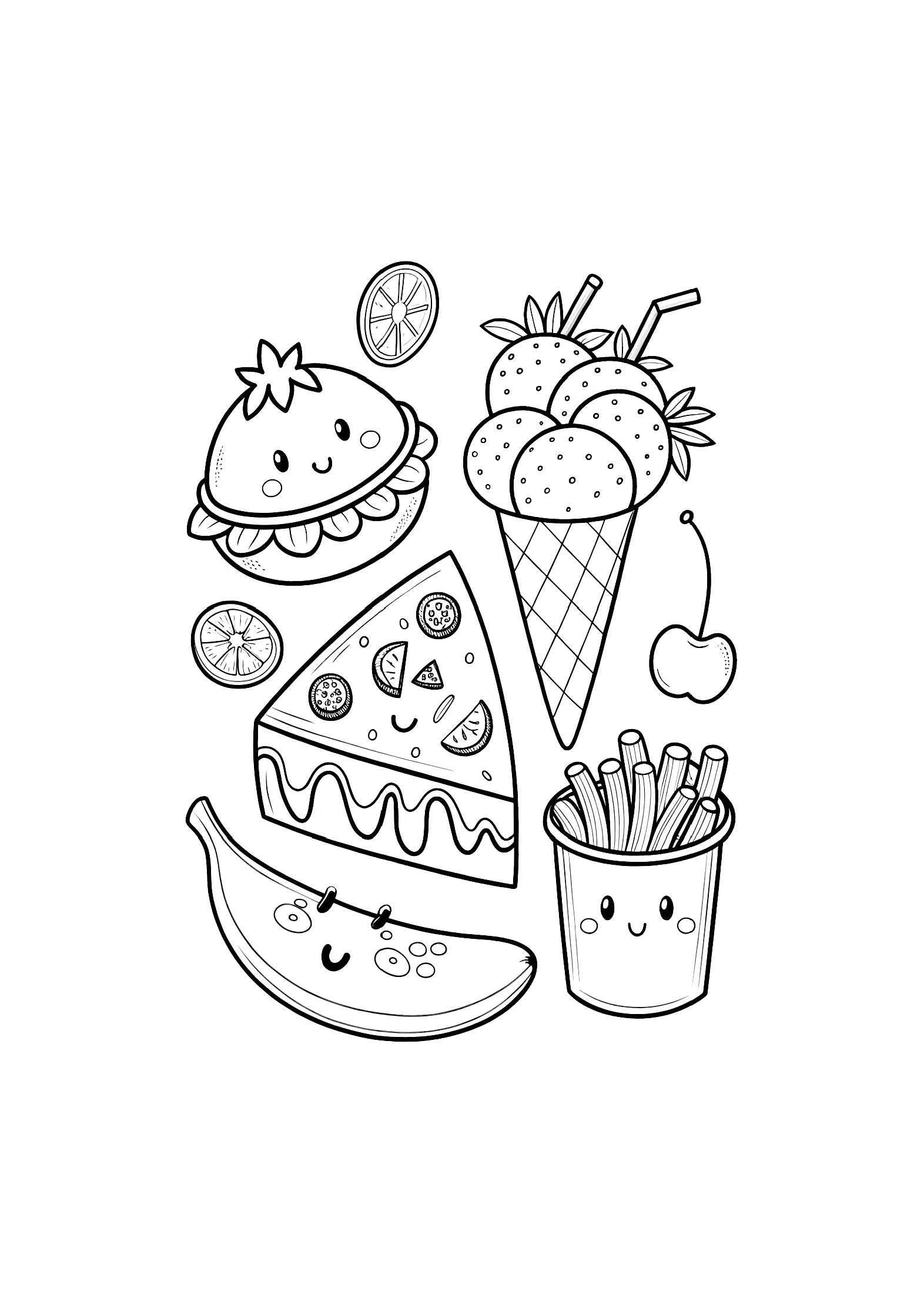 International Foods Coloring Book for Kids – 20 Printable A4 Pages – Delicious Dishes from Around the World – Digital PDF Download