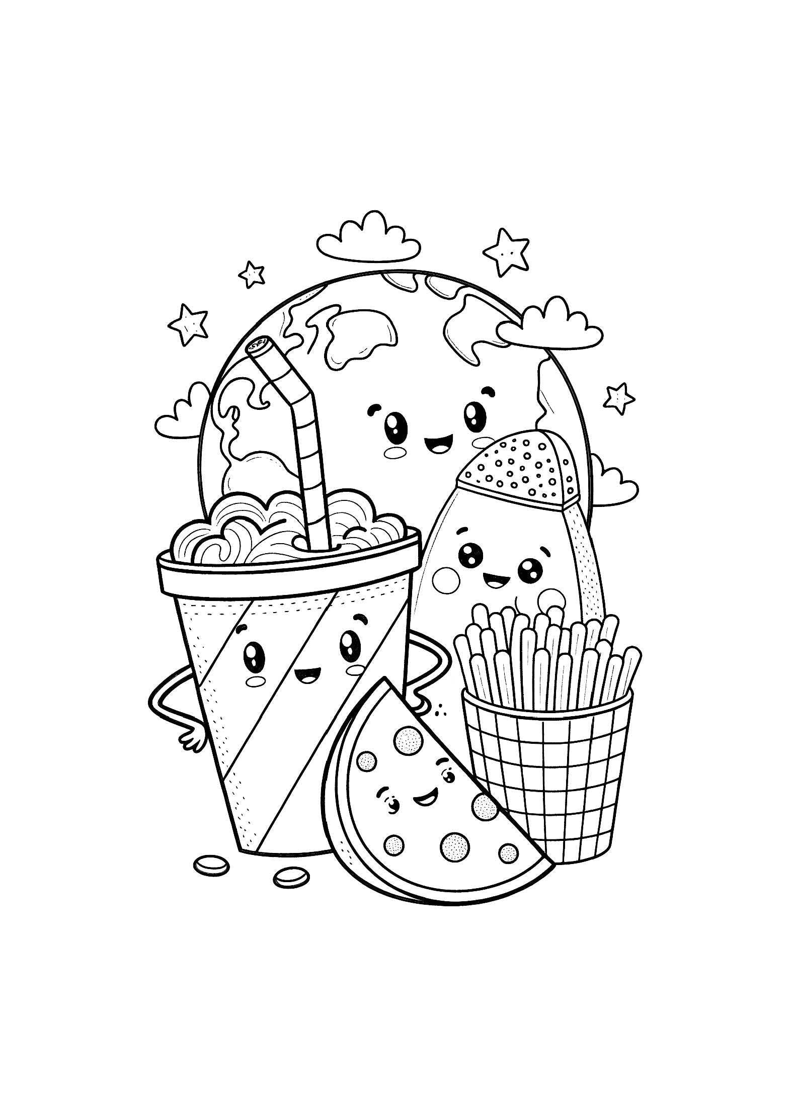 International Foods Coloring Book for Kids – 20 Printable A4 Pages – Delicious Dishes from Around the World – Digital PDF Download