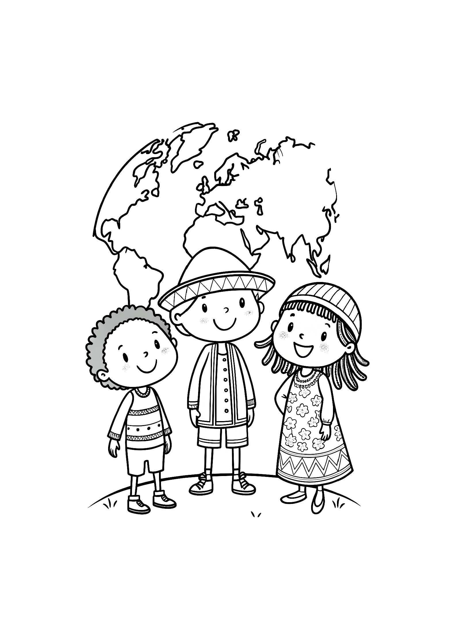 Children of the World Coloring Book for Kids – 20 Printable A4 Pages – Diverse and Joyful Kids Illustrations – Digital PDF Download