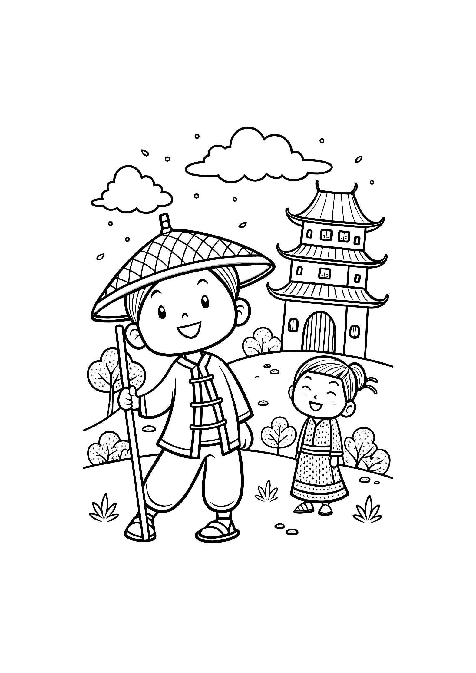 Asian Adventures Coloring Book for Kids – 20 Printable A4 Pages – Explore Asian Landscapes and Traditions – Digital PDF Download