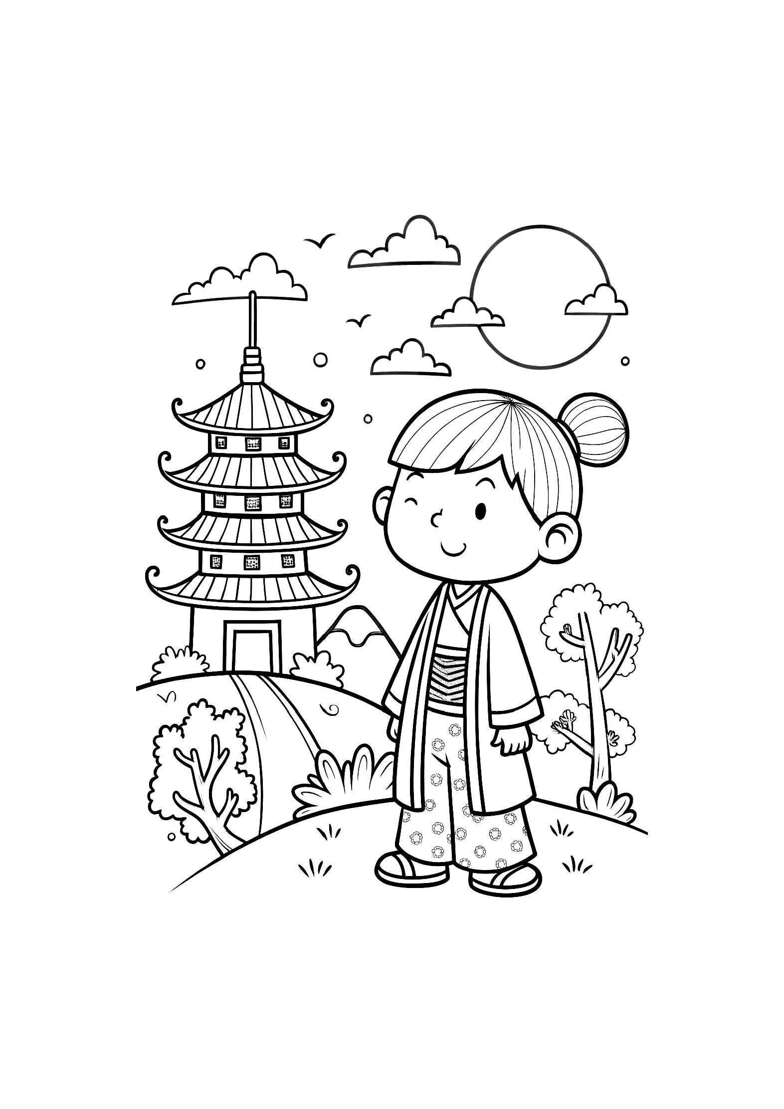 Asian Adventures Coloring Book for Kids – 20 Printable A4 Pages – Explore Asian Landscapes and Traditions – Digital PDF Download