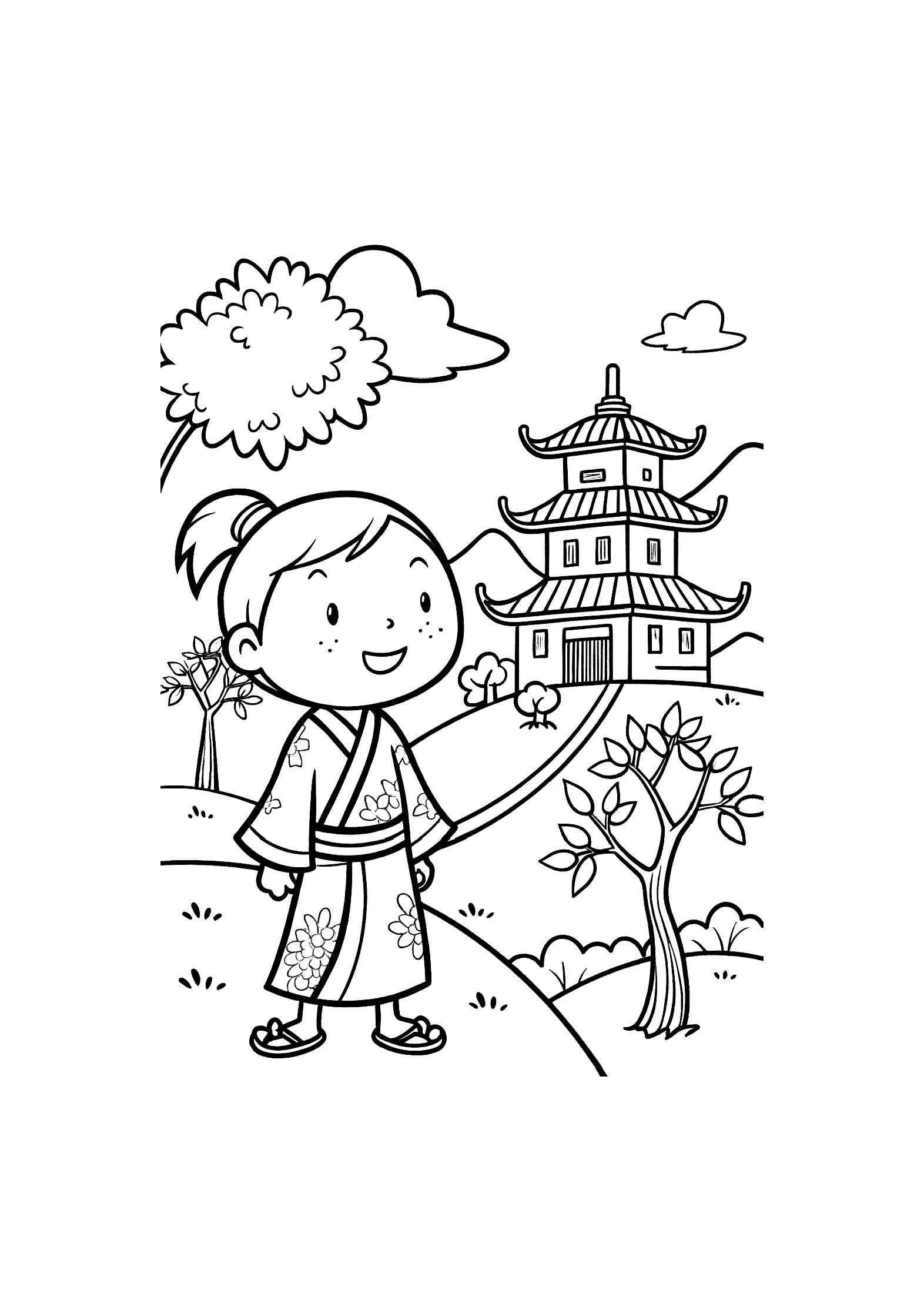 Asian Adventures Coloring Book for Kids – 20 Printable A4 Pages – Explore Asian Landscapes and Traditions – Digital PDF Download