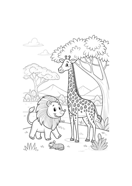 African Wildlife Coloring Book for Kids – 20 Printable A4 Pages – Explore Majestic Animals of Africa – Digital PDF Download