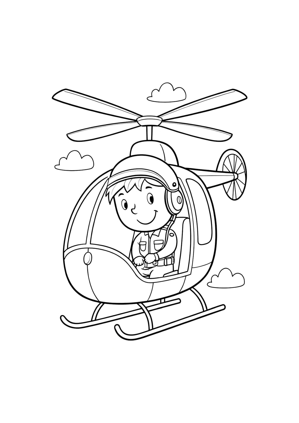 Helicopter Coloring Book for Kids – 20 Printable A4 Pages – Fun and Detailed Helicopter Illustrations – Digital PDF Download