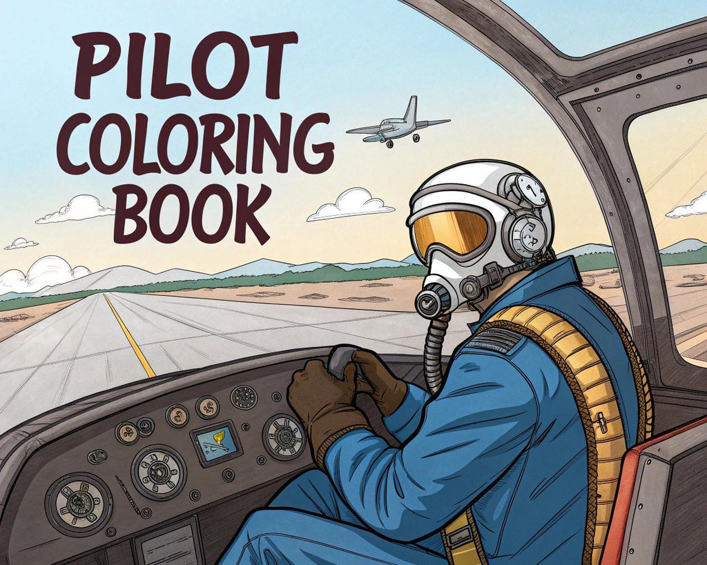 Pilot Coloring Book for Kids – 25 Printable A4 Pages – Fun Aviation and Pilot Illustrations – Digital PDF Download