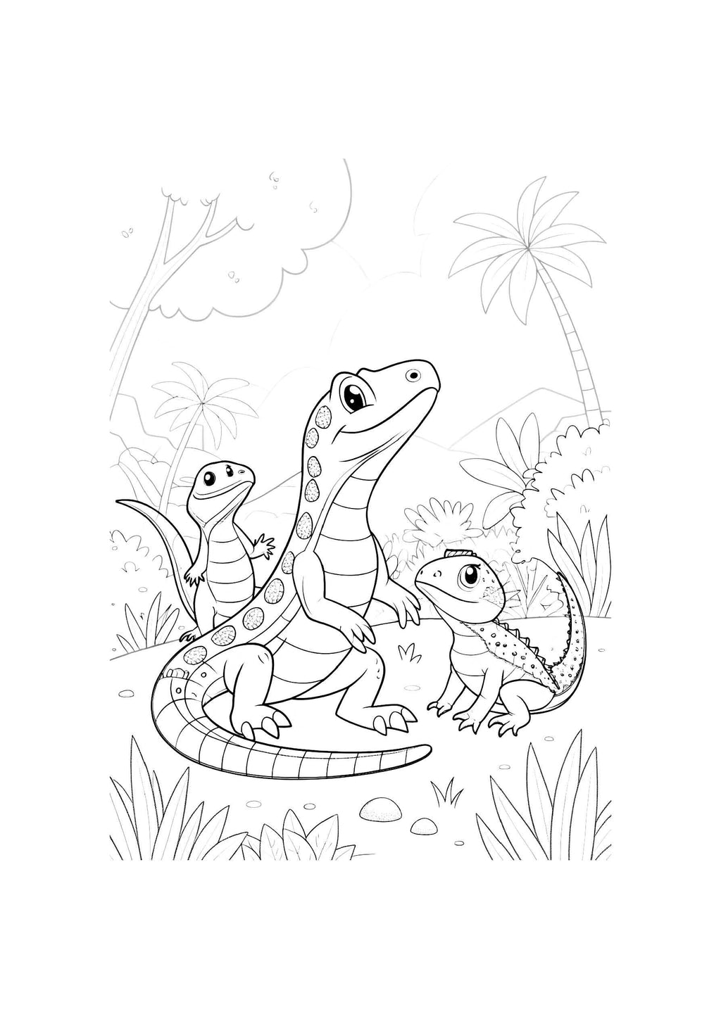 Reptiles Coloring Book for Kids – 30 Printable A4 Pages – Fun and Educational Reptile Illustrations – Digital PDF Download