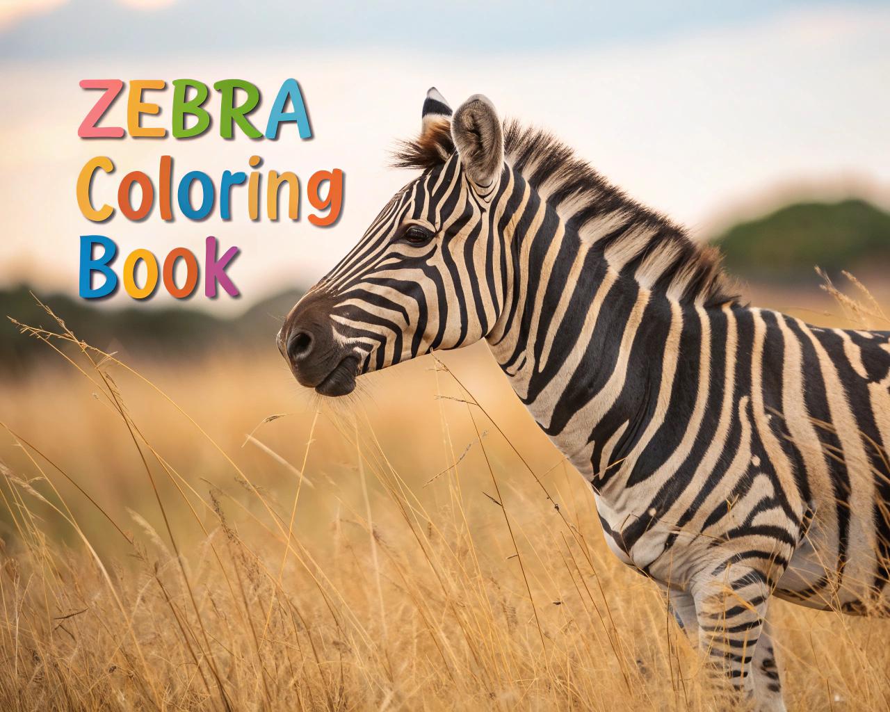 Zebra Coloring Book for Kids – 15 Printable A4 Pages – Fun and Educational Zebra Illustrations – Digital PDF Download
