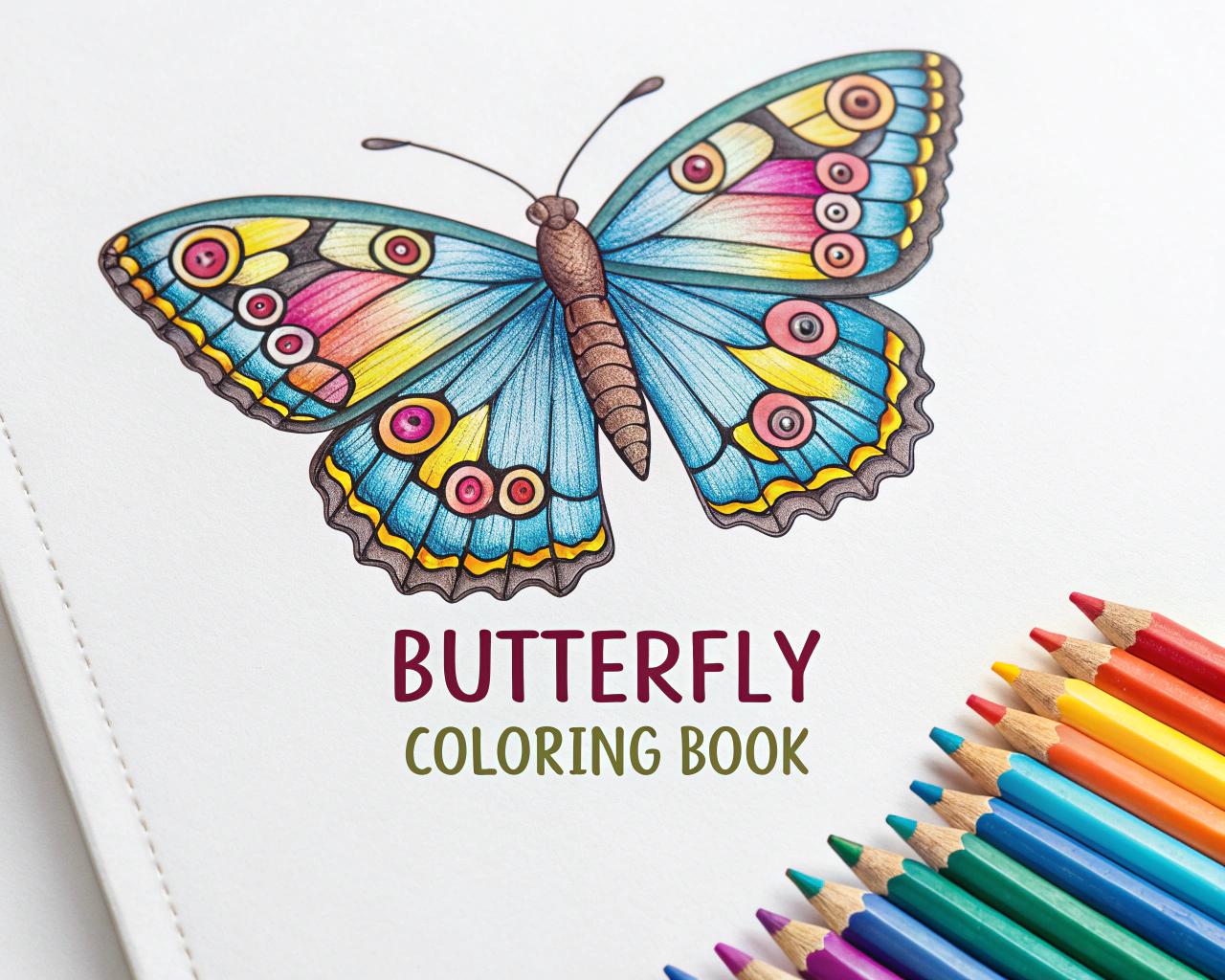 Butterfly Coloring Book for Kids – 20 Printable A4 Pages – Digital PDF Nature Coloring Activity – Insect Theme Educational Fun