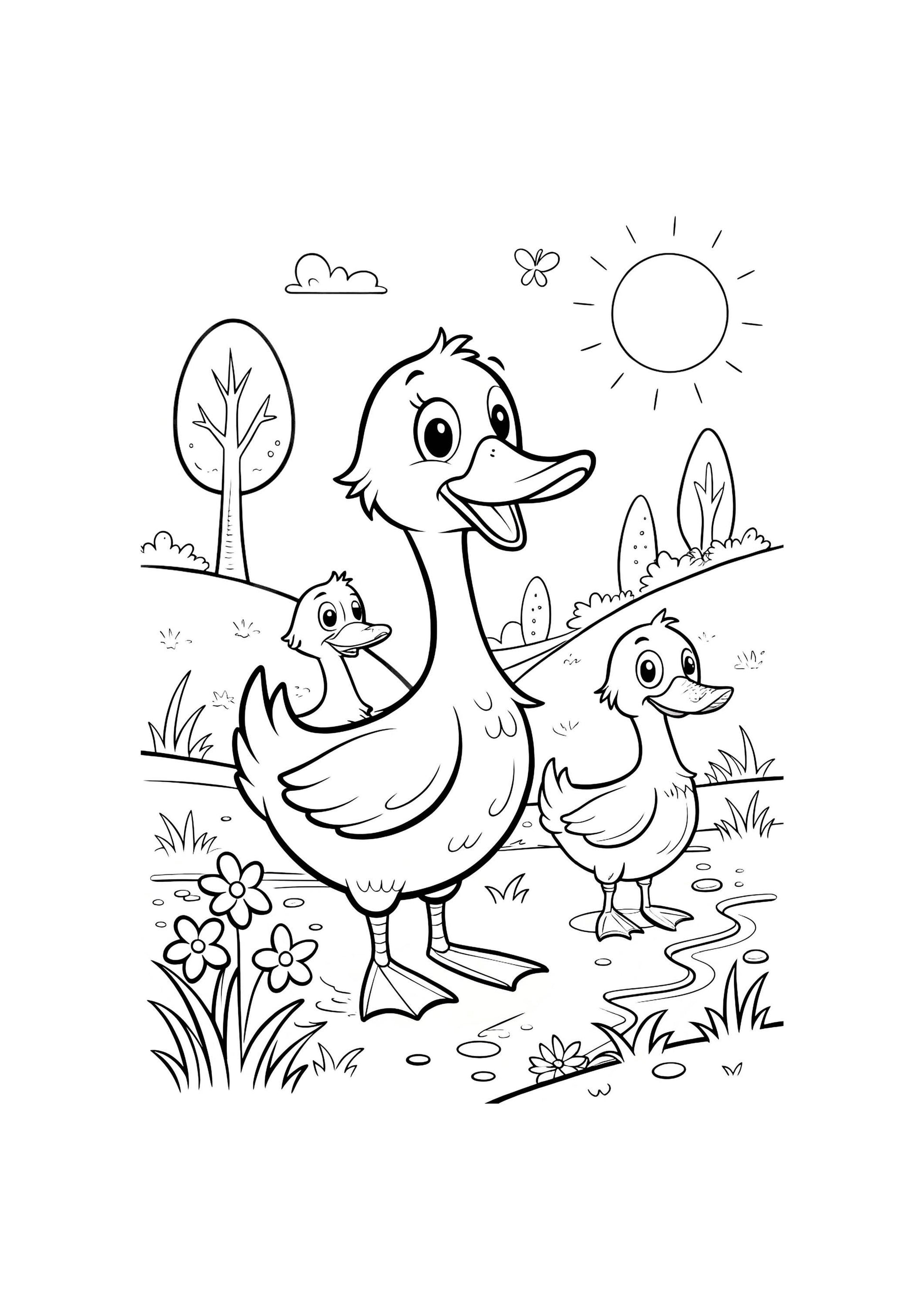 Duck Coloring Book for Kids – 50 Printable A4 Pages – Cute and Fun Duck Illustrations – Digital PDF Download