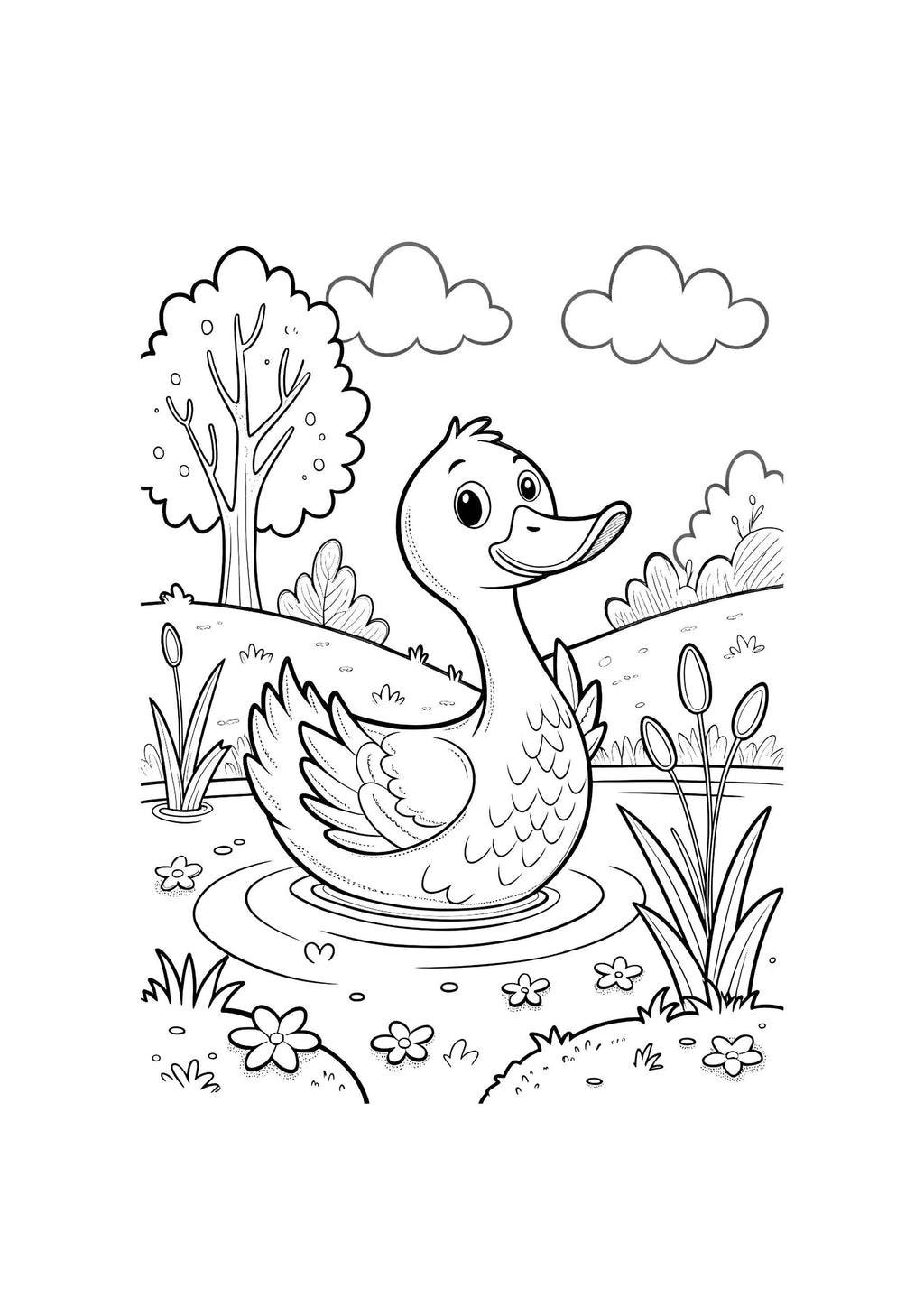 Duck Coloring Book for Kids – 50 Printable A4 Pages – Cute and Fun Duck Illustrations – Digital PDF Download