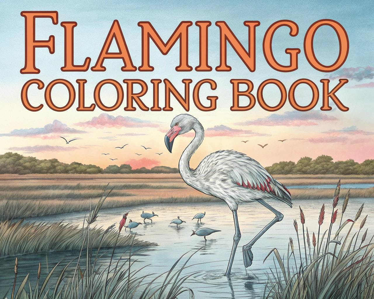 Flamingo Coloring Book for Kids – 48 Printable A4 Pages – Elegant Flamingo Illustrations – Digital PDF Download