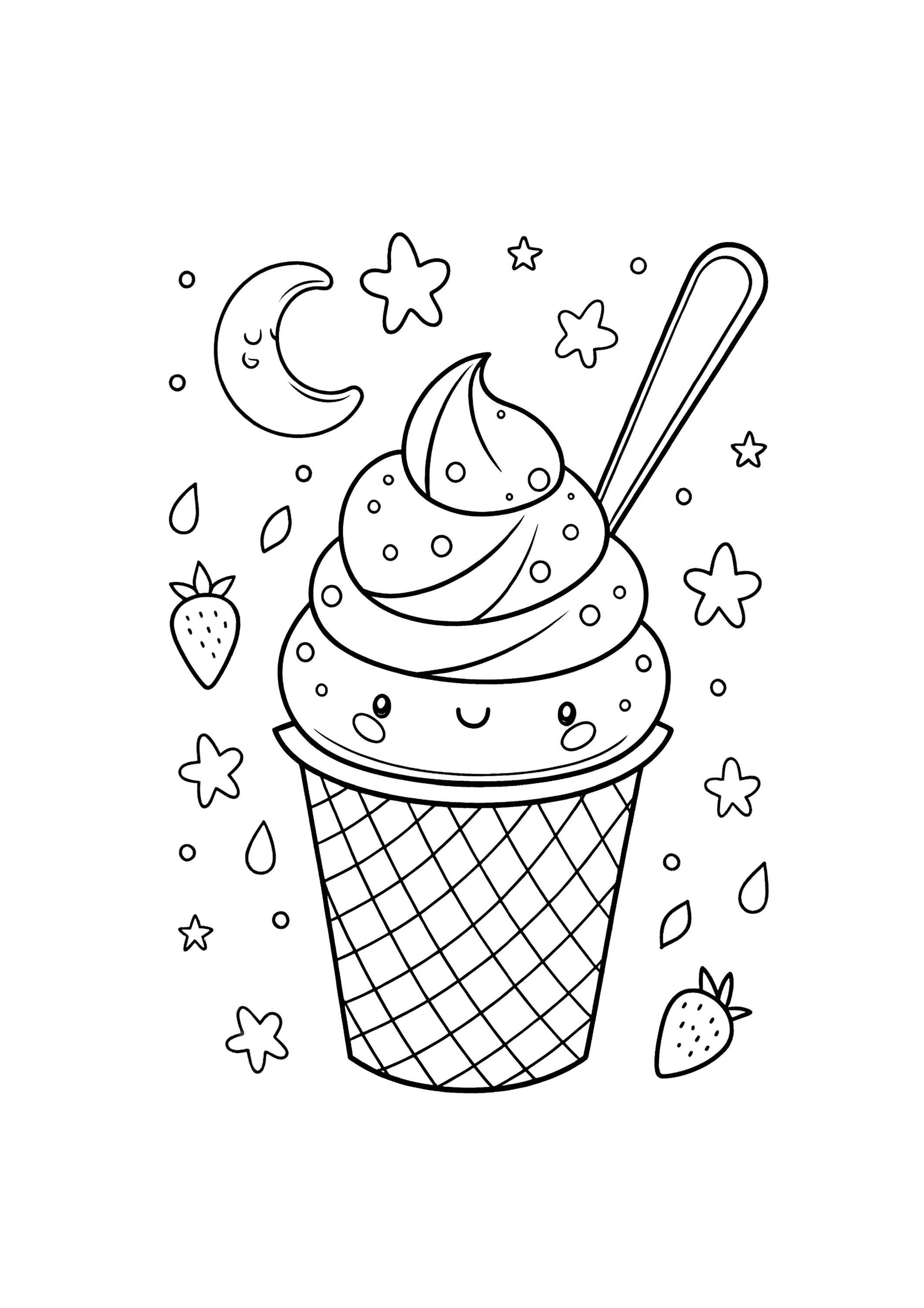 Ice Cream Coloring Book for Kids – 50 Printable A4 Pages – Delicious and Fun Ice Cream Illustrations – Digital PDF Download
