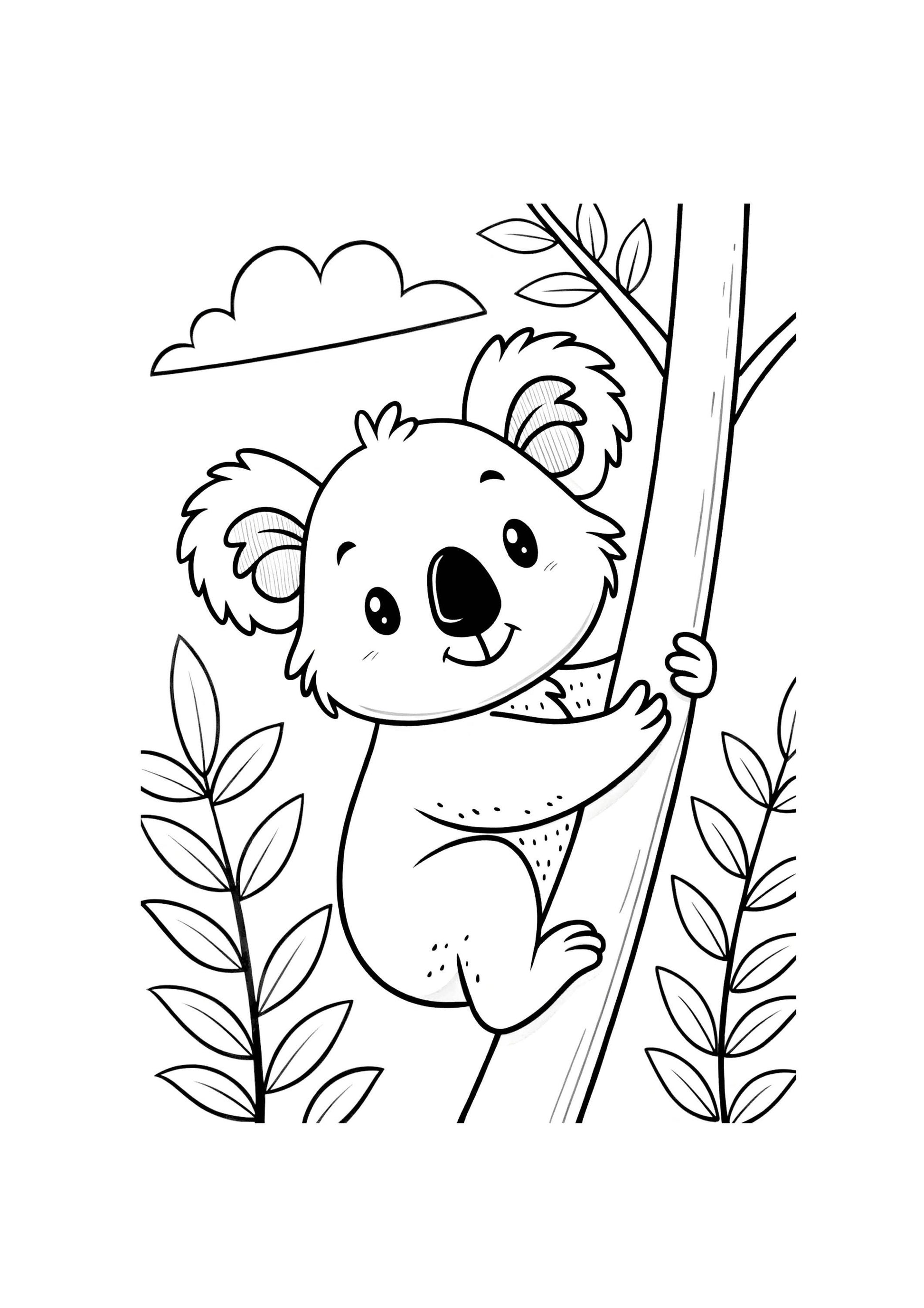 Koala Coloring Book for Kids – 40 Printable A4 Pages – Cute and Playful Koala Illustrations – Digital PDF Download