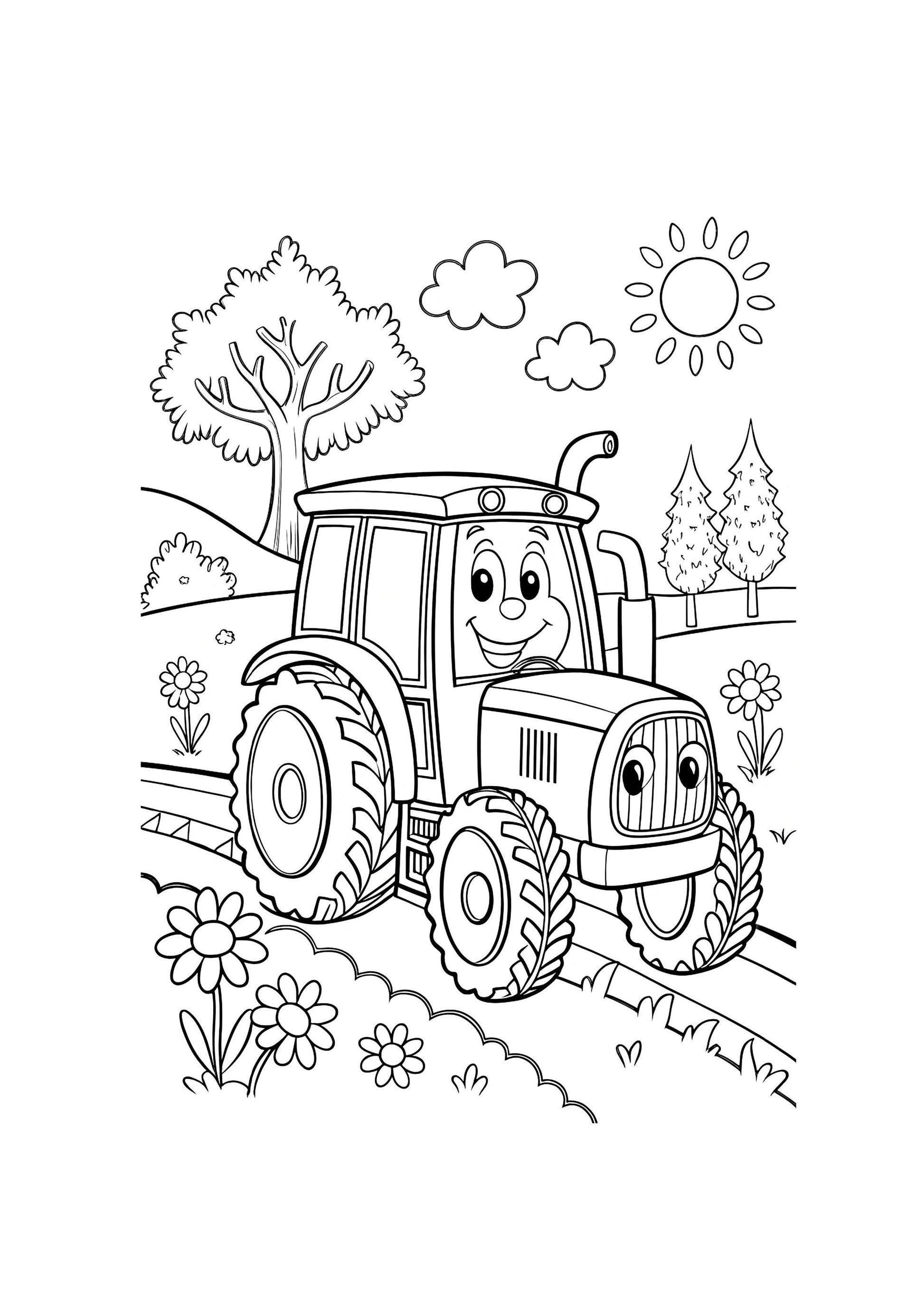 Tractor Coloring Book for Kids – 25 Printable A4 Pages – Fun and Educational Farm Tractor Illustrations – Digital PDF Download