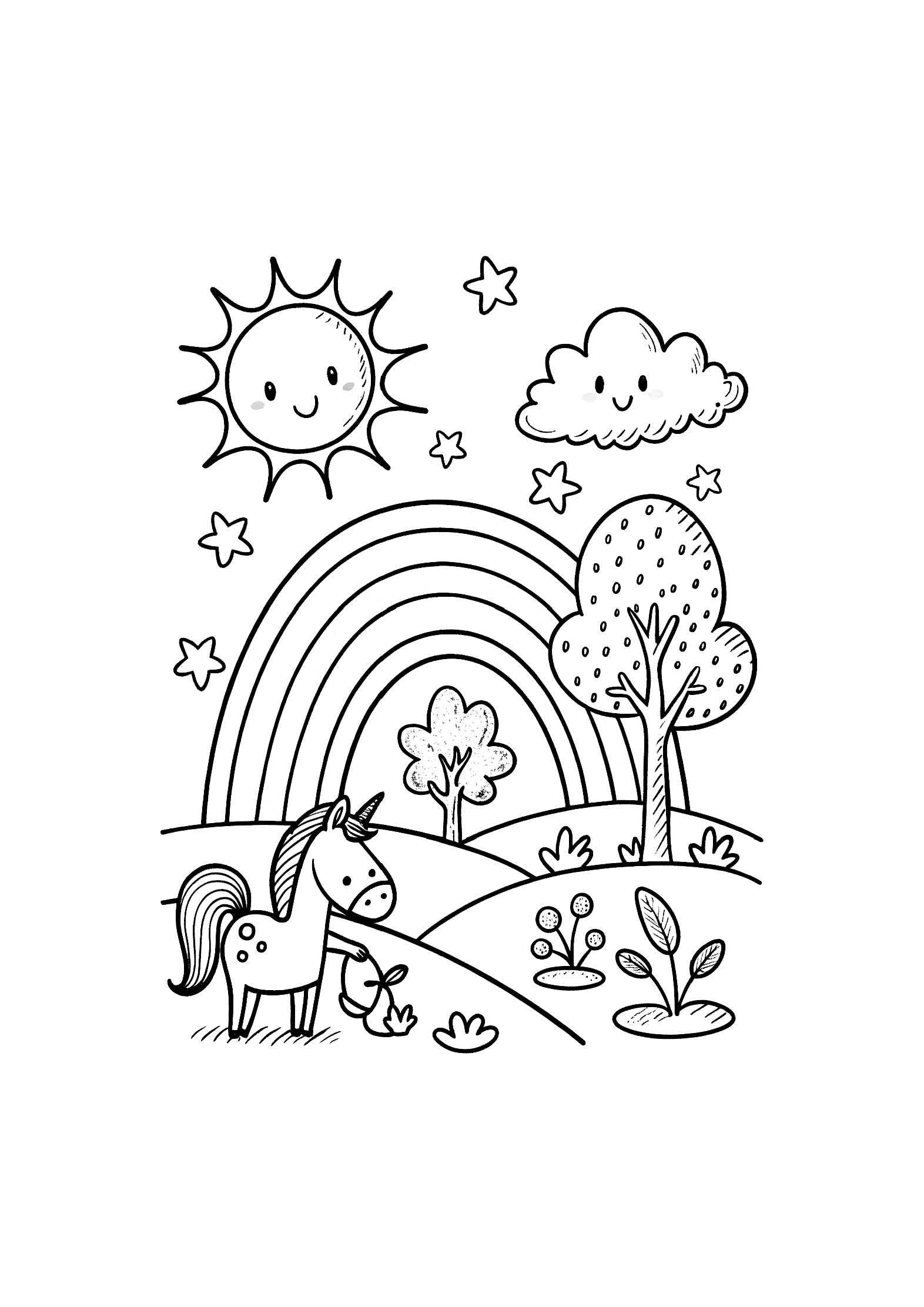 Colors & Rainbows Coloring Book for Kids – 20 Printable A4 Pages – Fun and Educational Coloring Pages – Digital PDF Download