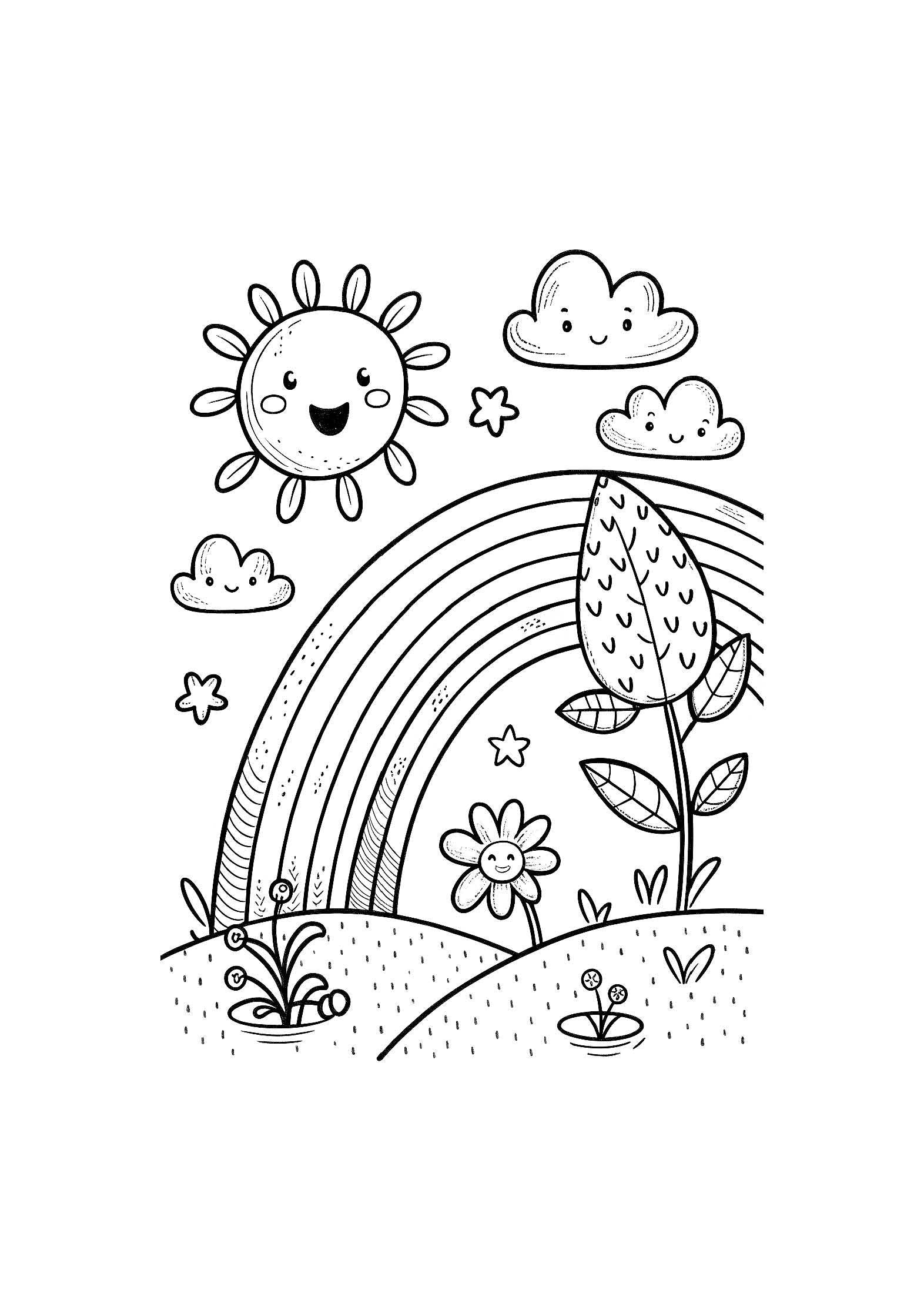Colors & Rainbows Coloring Book for Kids – 20 Printable A4 Pages – Fun and Educational Coloring Pages – Digital PDF Download