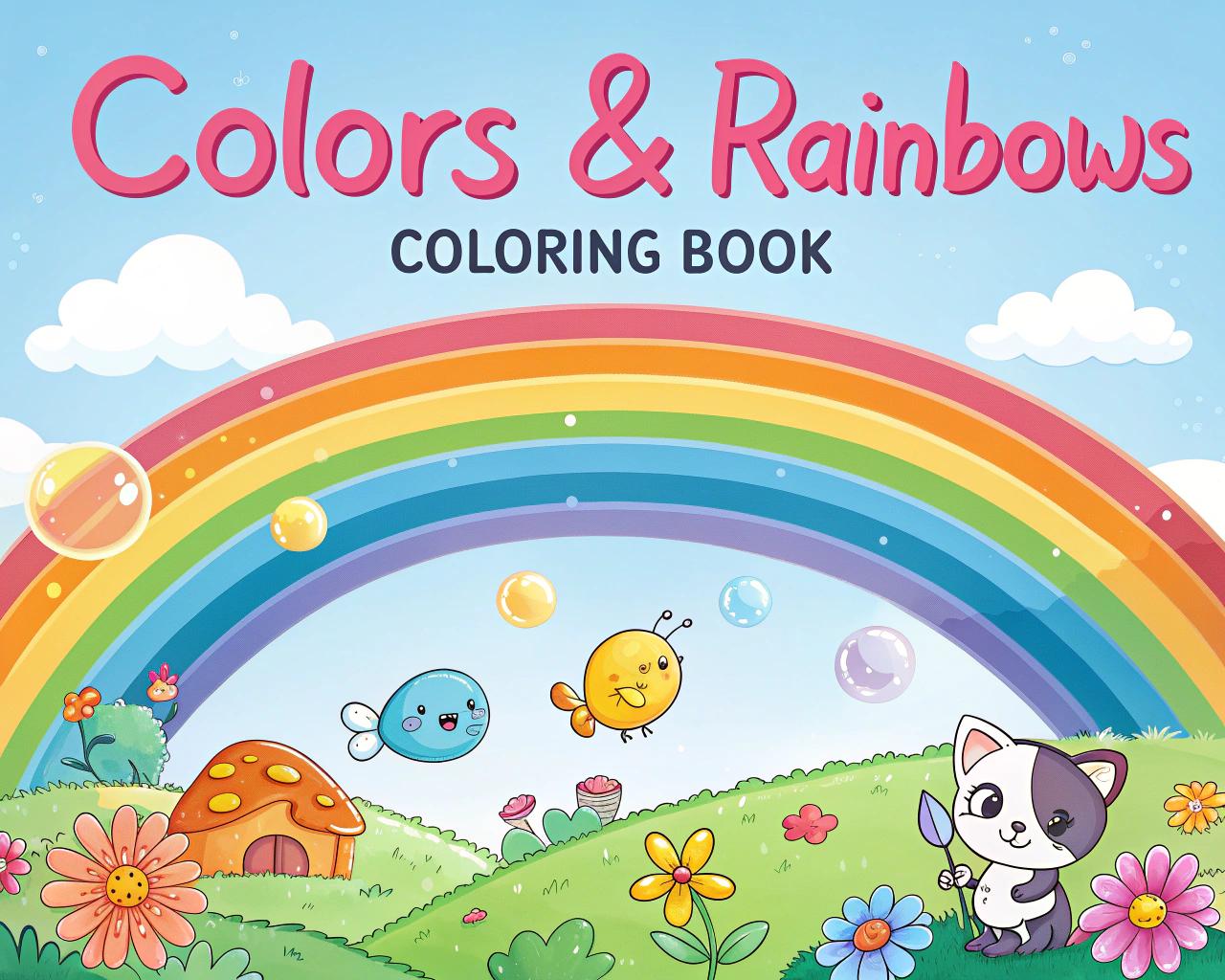 Colors & Rainbows Coloring Book for Kids – 20 Printable A4 Pages – Fun and Educational Coloring Pages – Digital PDF Download