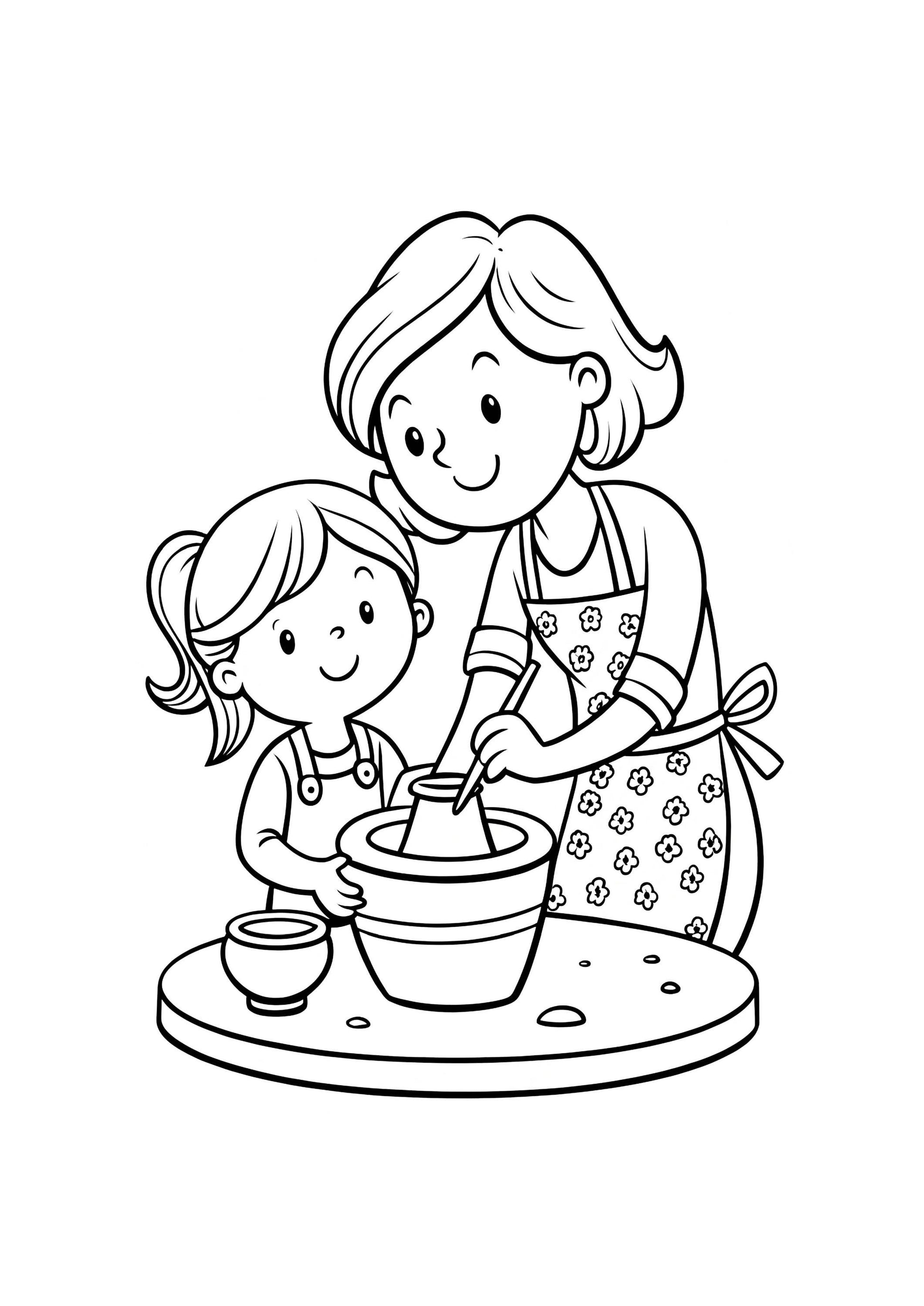 Cute Mother and Daughter Coloring Book – 80 Printable A4 Pages – Heartwarming Family Moments – Digital PDF Download