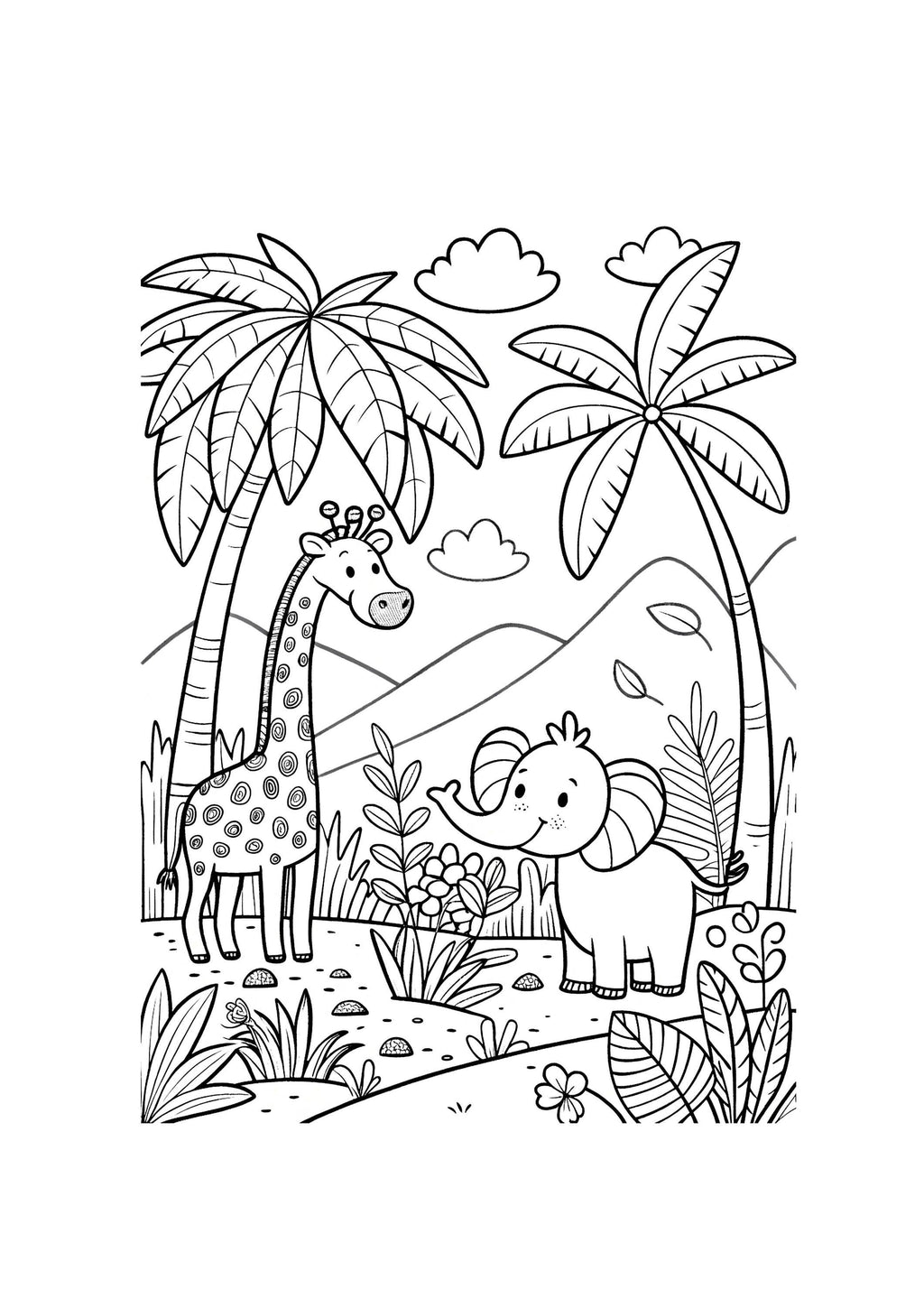 Jungle Coloring Book for Kids – 40 Printable A4 Pages – Wild and Fun Jungle Animal Illustrations – Digital PDF Download
