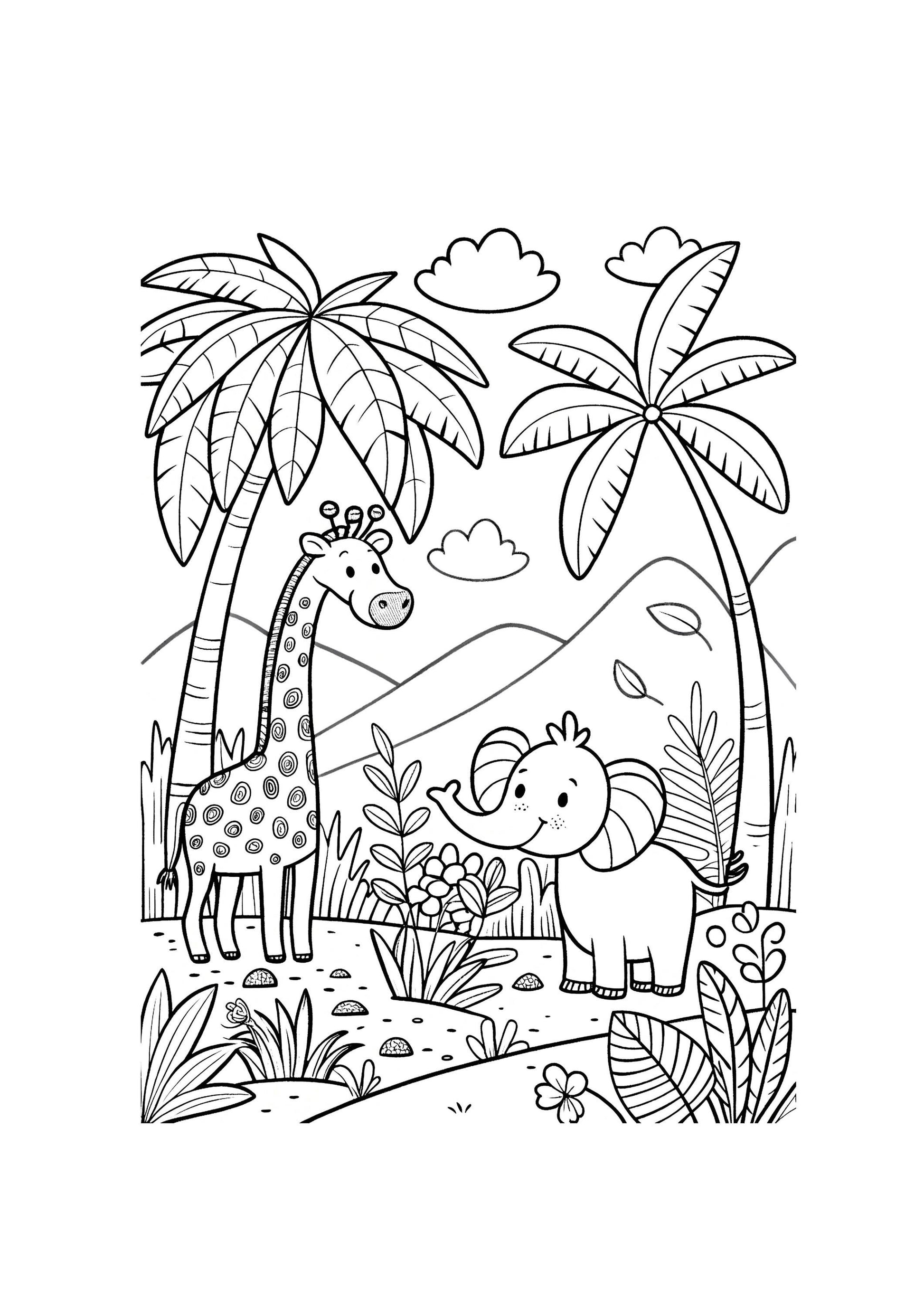 Jungle Coloring Book for Kids – 40 Printable A4 Pages – Wild and Fun Jungle Animal Illustrations – Digital PDF Download