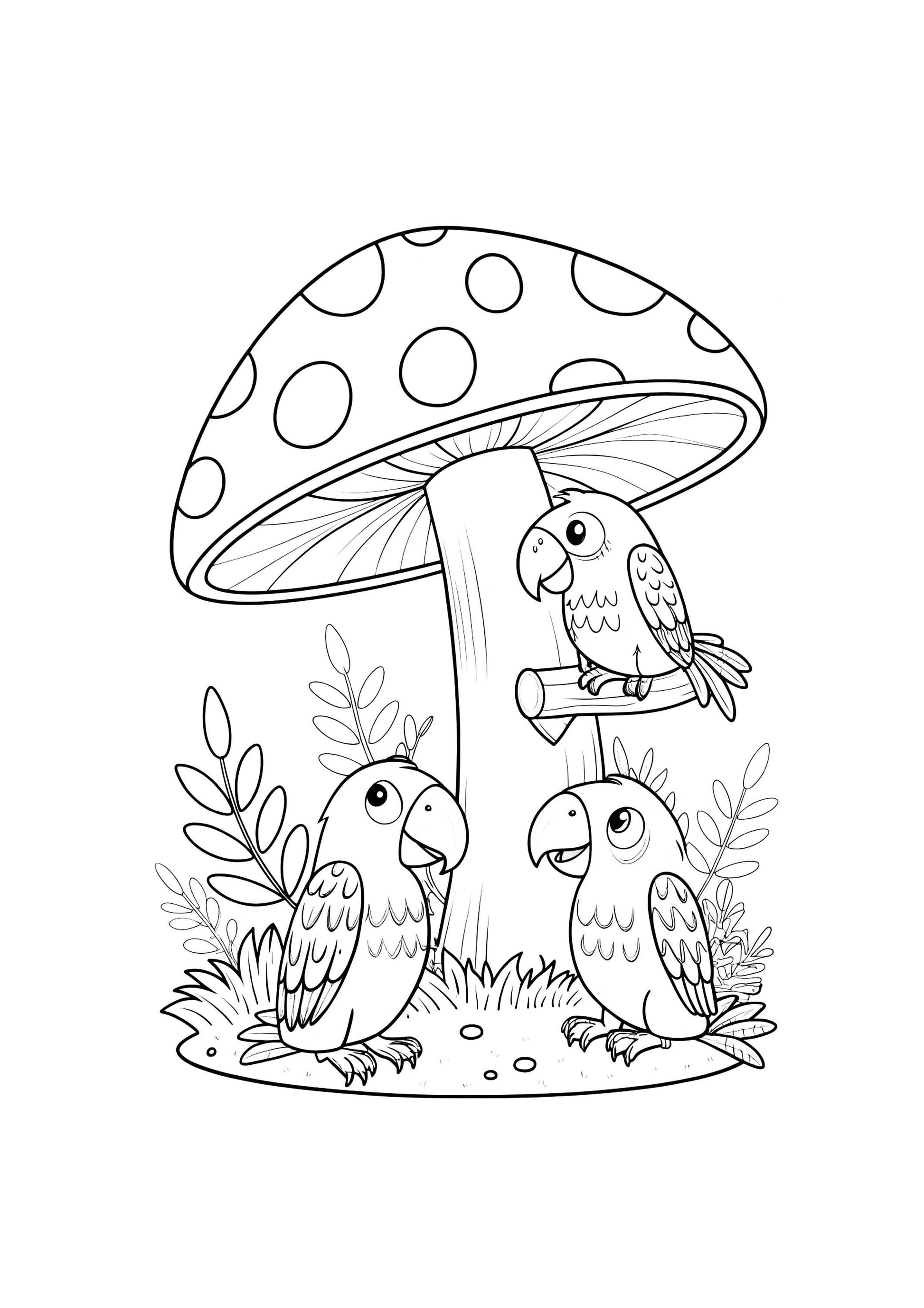 Parrots Coloring Book for Kids – 50 Printable A4 Pages – Colorful and Fun Parrot Illustrations – Digital PDF Download
