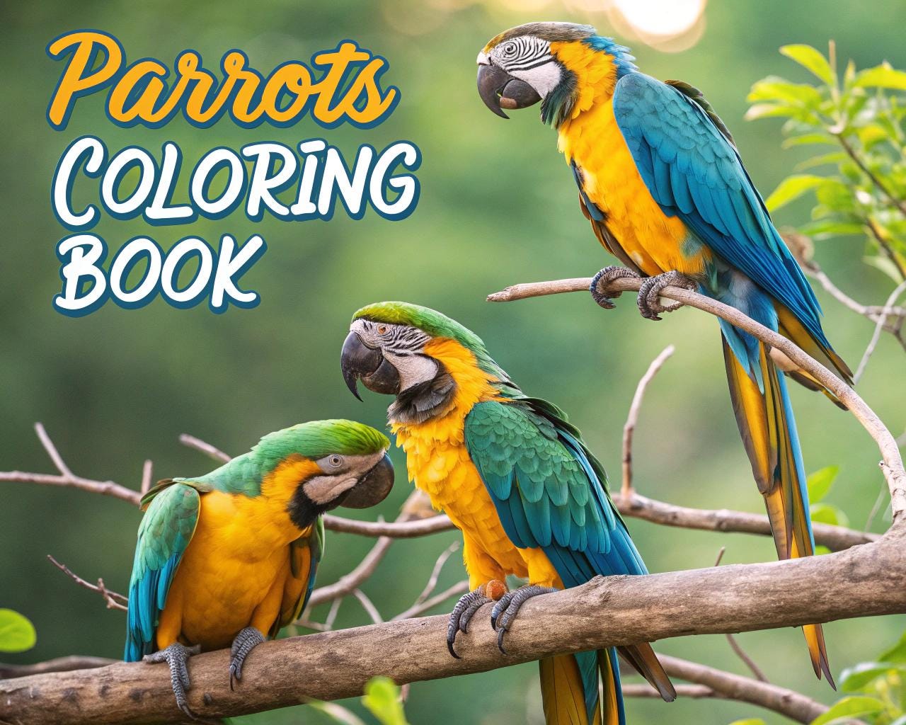 Parrots Coloring Book for Kids – 50 Printable A4 Pages – Colorful and Fun Parrot Illustrations – Digital PDF Download