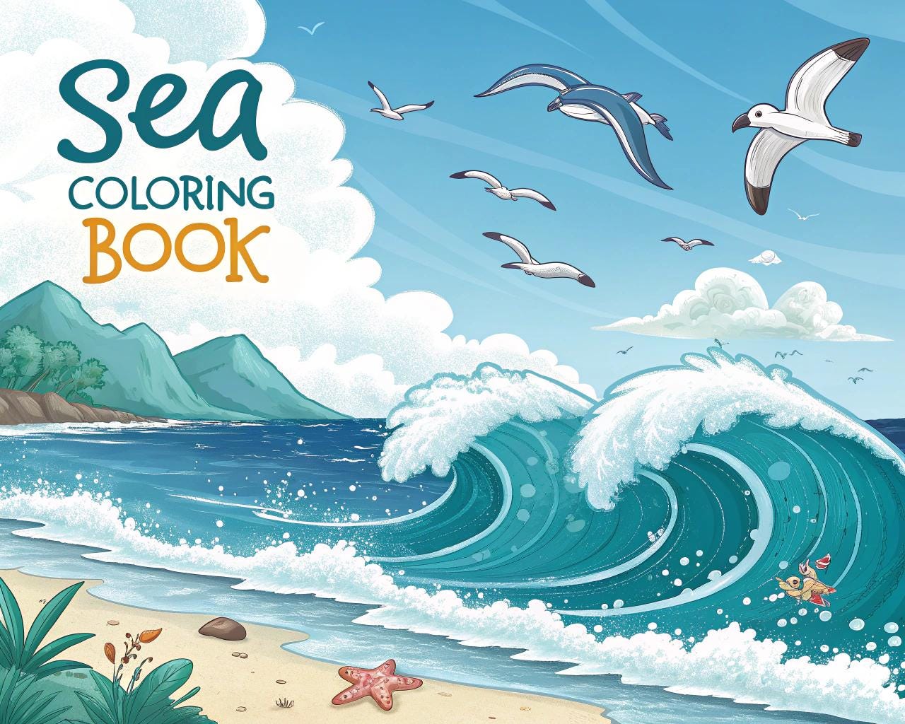 Sea Coloring Book for Kids – 85 Printable A4 Pages – Underwater and Ocean Life Illustrations – Digital PDF Download