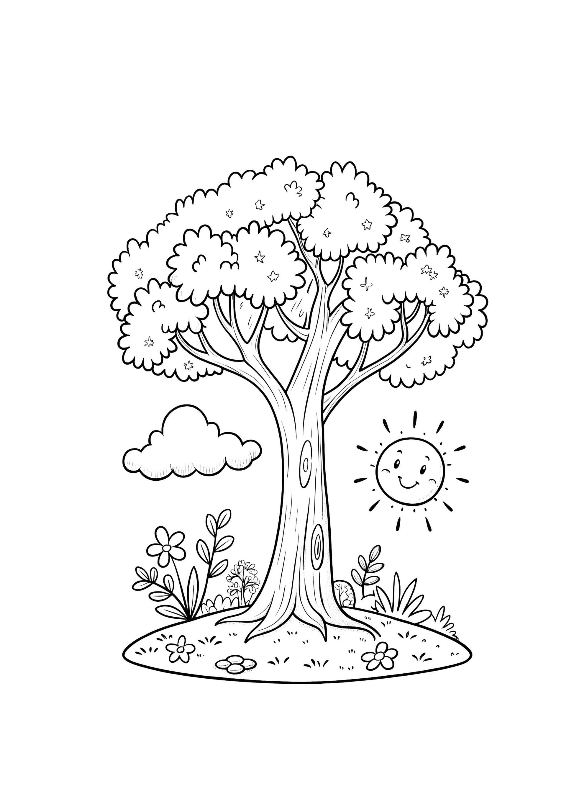 Trees Coloring Book for Kids – 50 Printable A4 Pages – Beautiful and Educational Tree Illustrations – Digital PDF Download