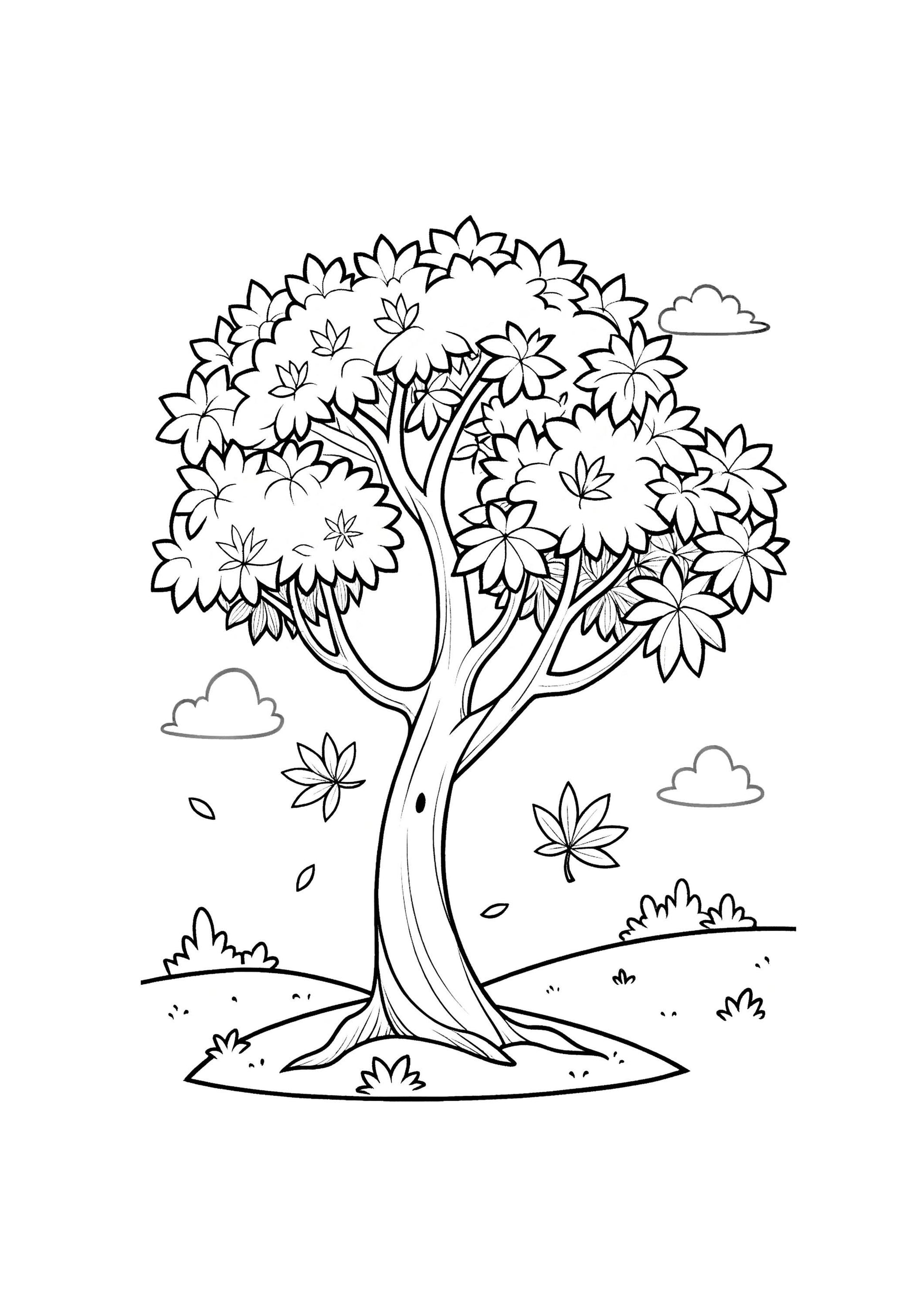 Trees Coloring Book for Kids – 50 Printable A4 Pages – Beautiful and Educational Tree Illustrations – Digital PDF Download