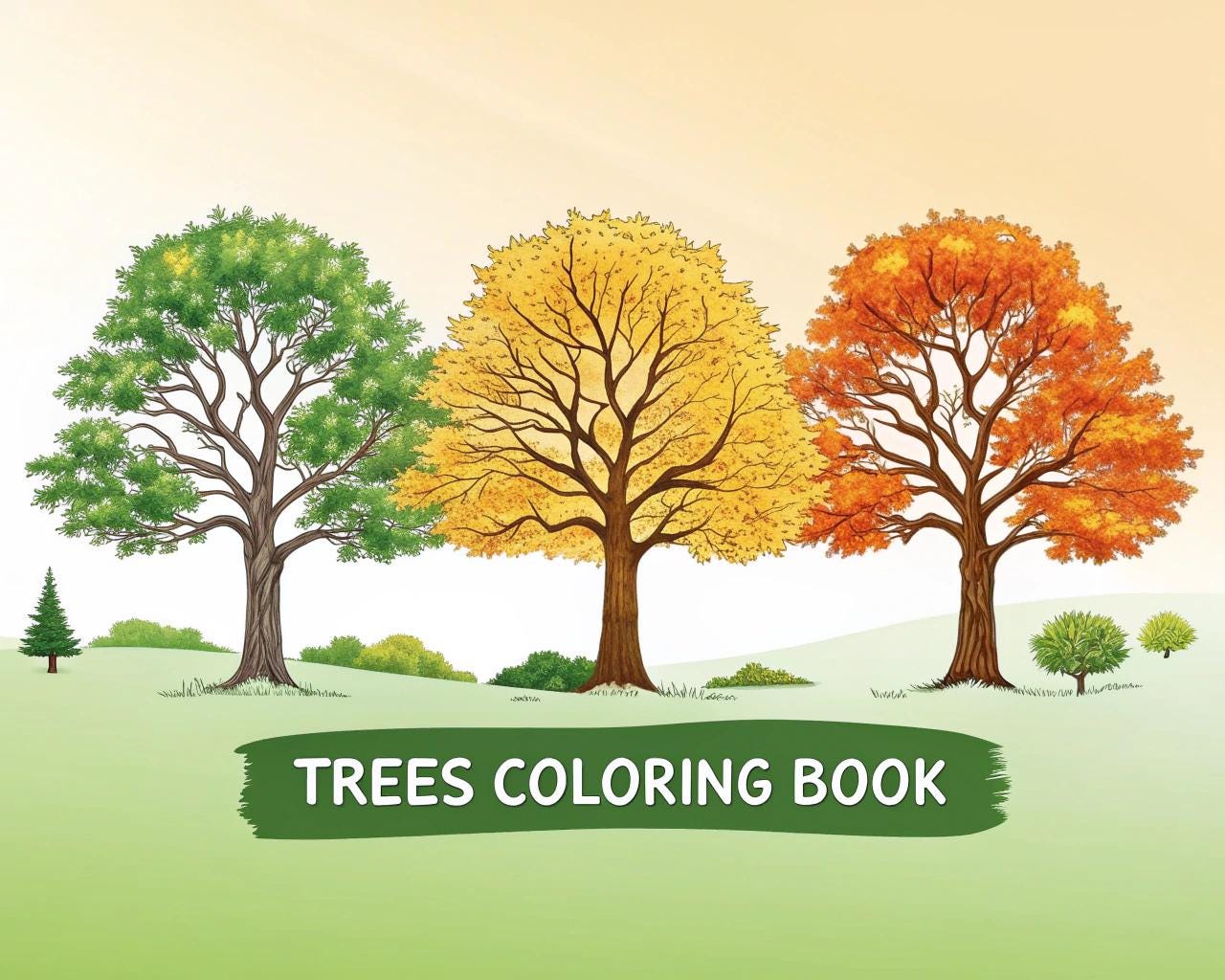 Trees Coloring Book for Kids – 50 Printable A4 Pages – Beautiful and Educational Tree Illustrations – Digital PDF Download