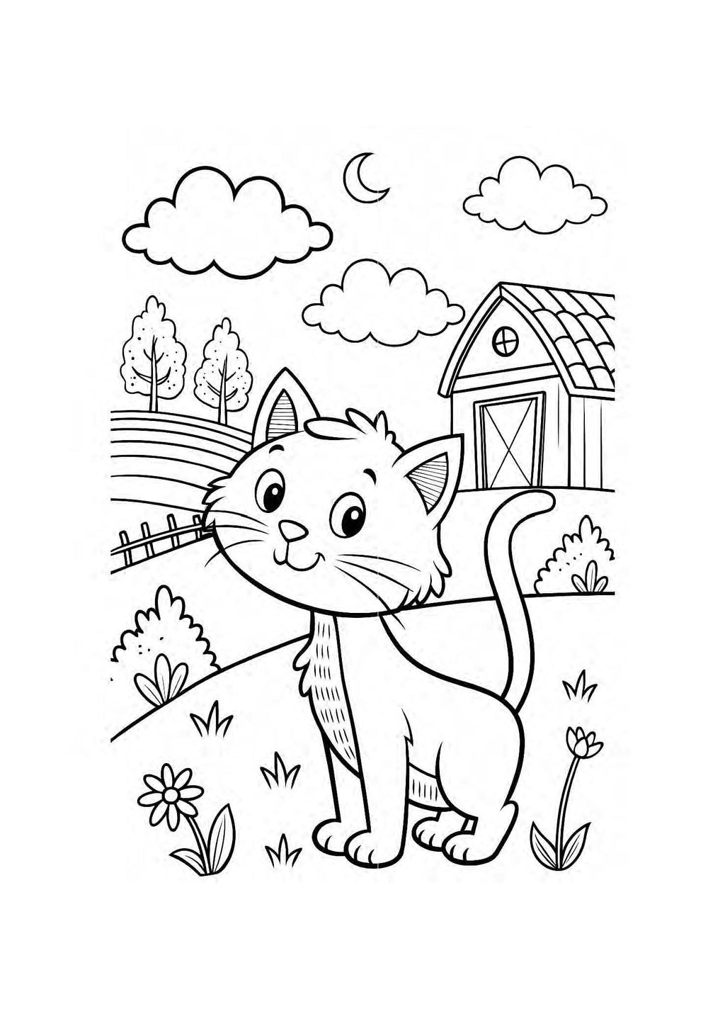 Farm Animals Coloring Book for Kids – 20 Printable A4 Pages – Cute and Fun Farm Animal Illustrations – Digital PDF Download