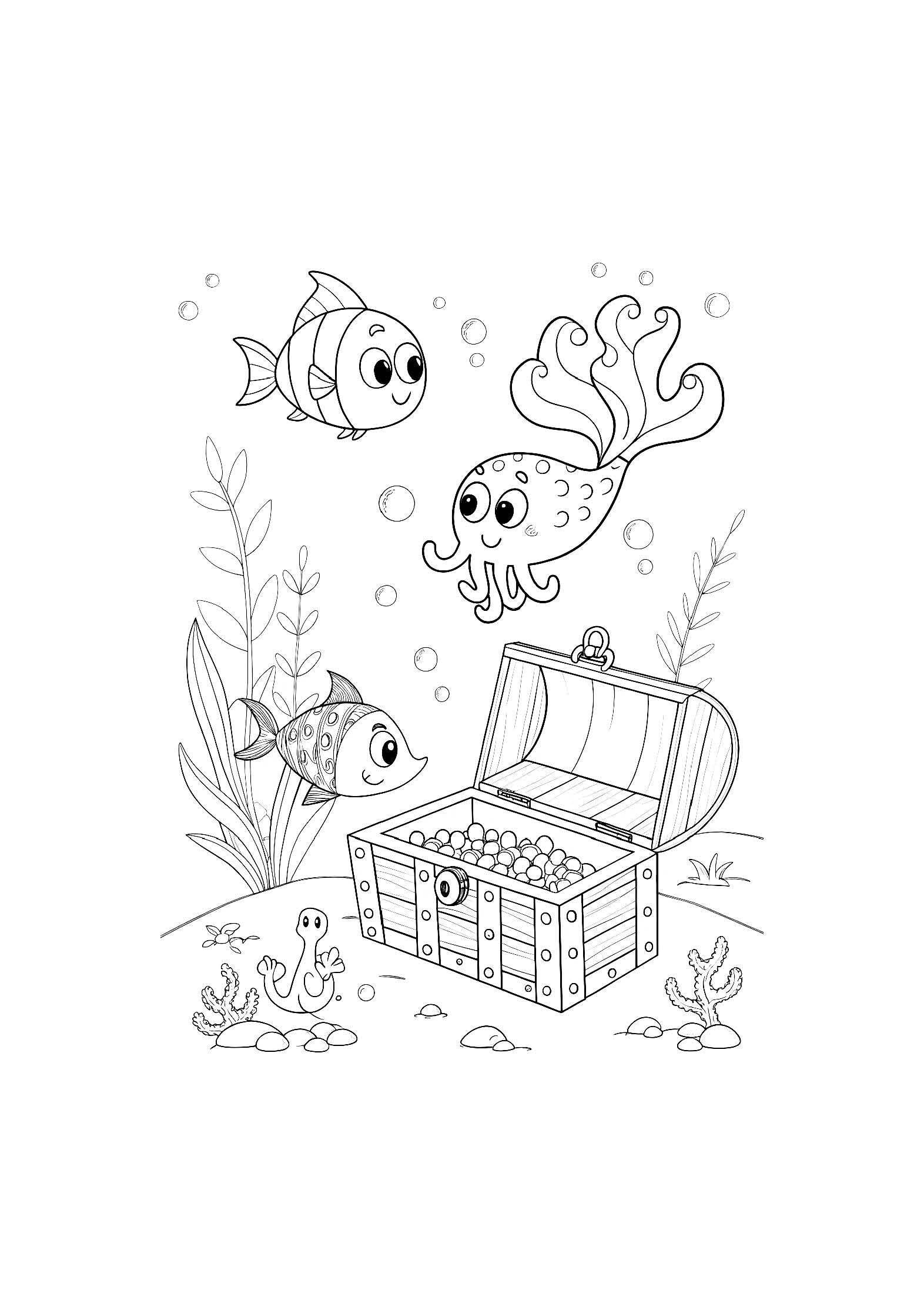 Ocean Creatures Coloring Book for Kids – 20 Printable A4 Pages – Fun and Educational Sea Animal Illustrations – Digital PDF Download