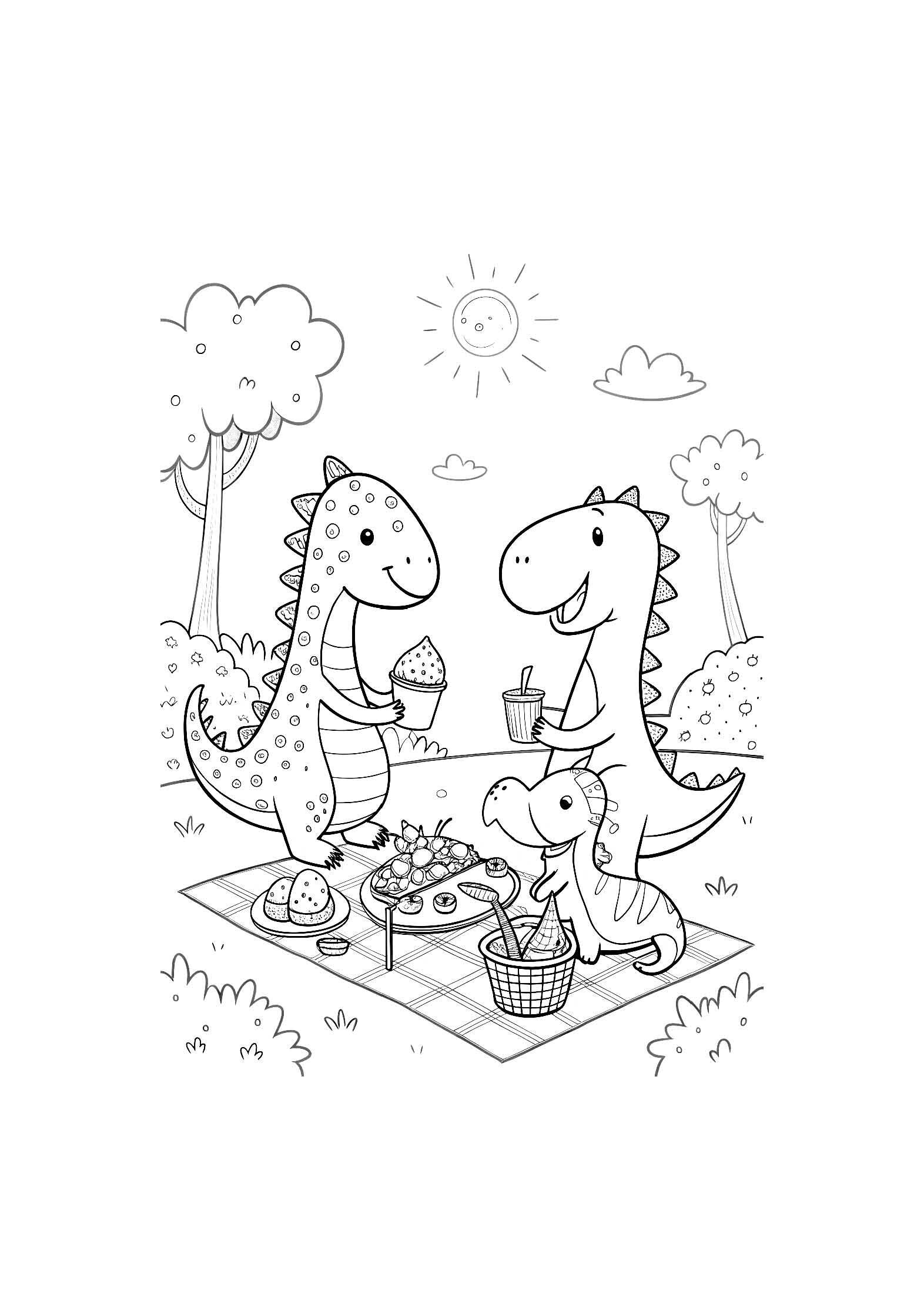 Cute Dinosaurs Coloring Book for Kids – 20 Printable A4 Pages – Adorable and Fun Dinosaur Illustrations – Digital PDF Download