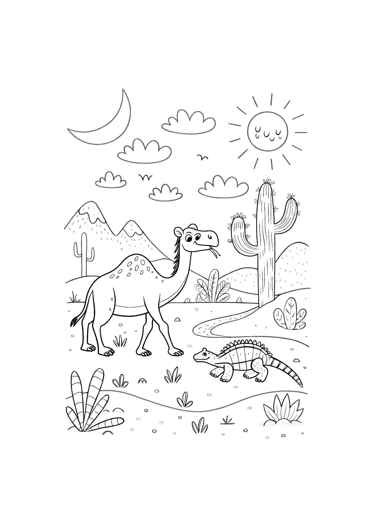 Desert Animals Coloring Book for Kids – 20 Printable A4 Pages – Unique and Educational Desert Wildlife Illustrations – Digital PDF Download