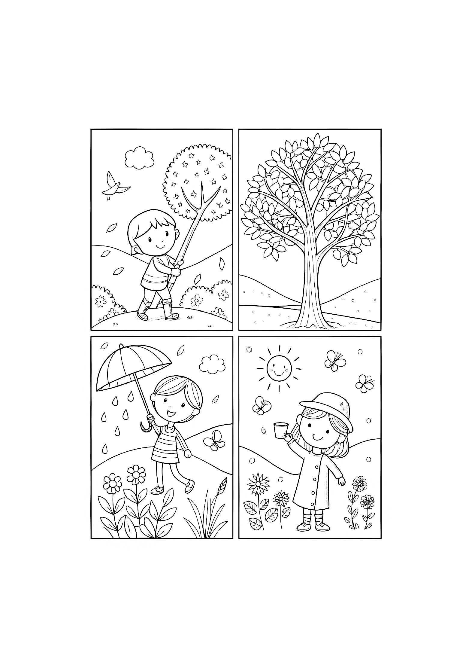 Seasons of the Year Coloring Book for Kids – 20 Printable A4 Pages – Fun and Educational Seasonal Illustrations – Digital PDF Download
