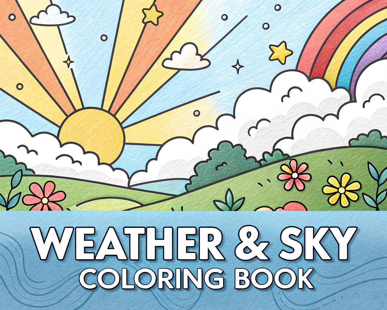 Weather & Sky Coloring Book for Kids – 20 Printable A4 Pages – Educational and Fun Weather and Sky Illustrations – Digital PDF Download