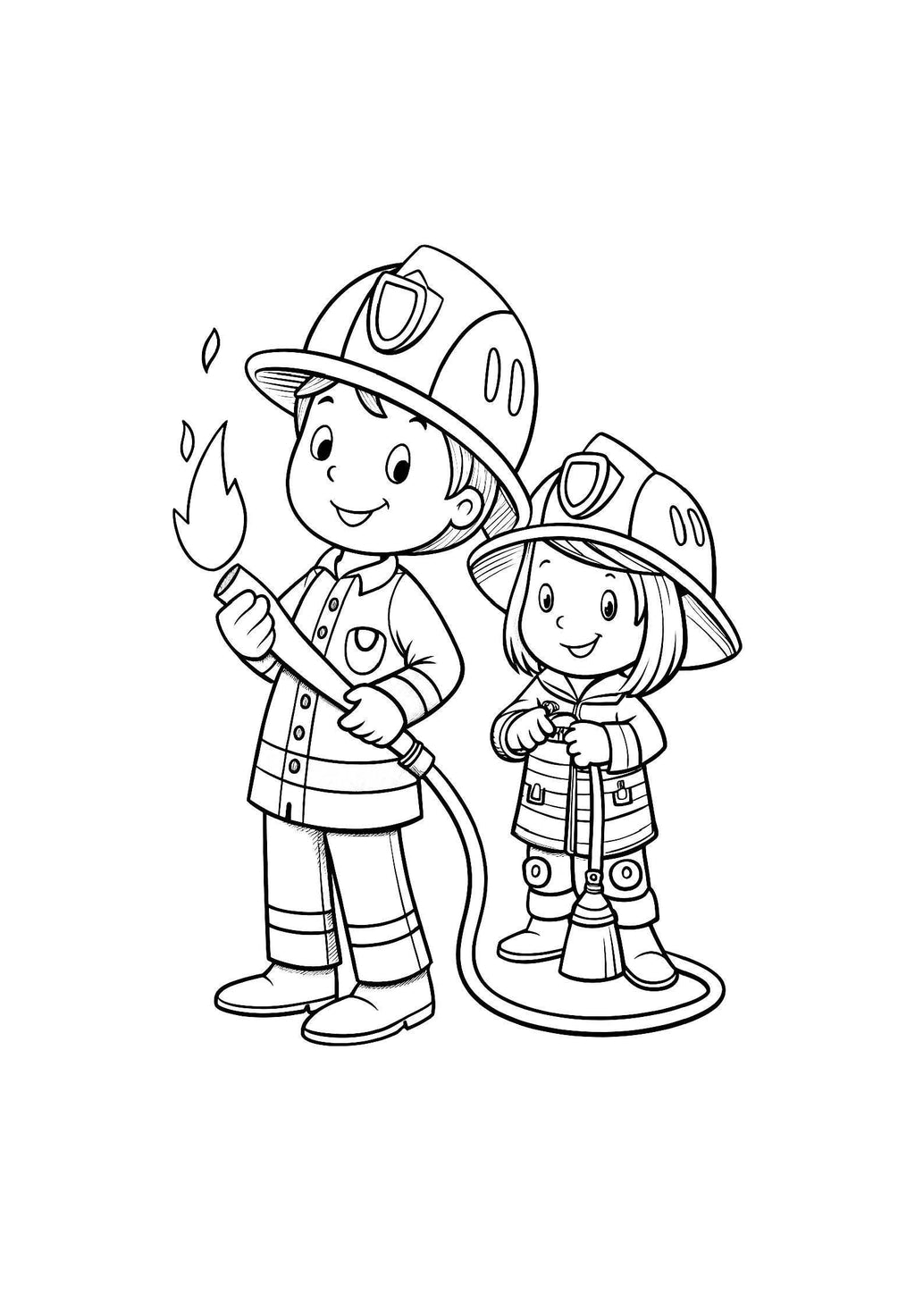 Firefighters Coloring Book for Kids – 20 Printable A4 Pages – Exciting and Educational Firefighter Illustrations – Digital PDF Download