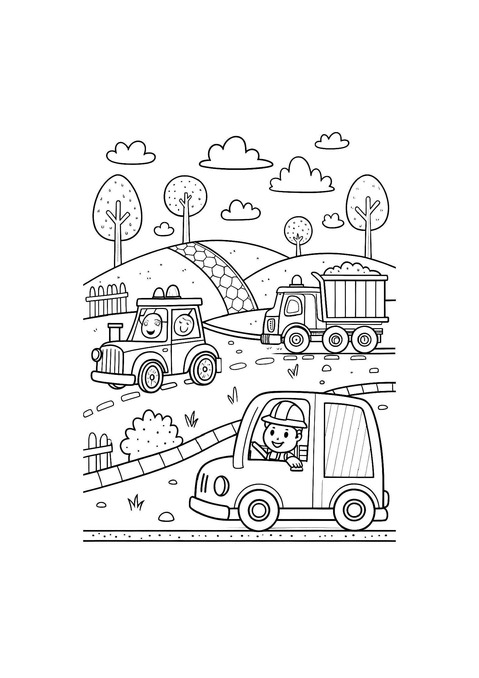 Cars and Trucks Coloring Book for Kids – 20 Printable A4 Pages – Fun and Detailed Vehicle Illustrations – Digital PDF Download