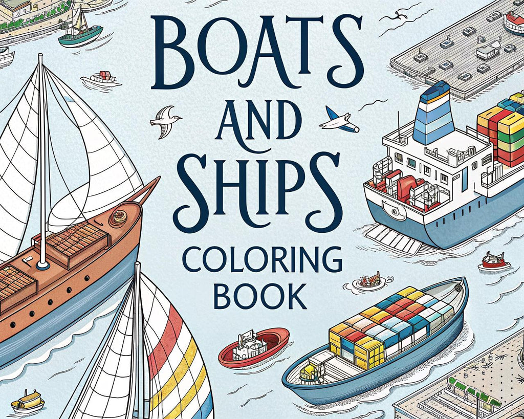 Boats and Ships Coloring Book for Kids – 20 Printable A4 Pages – Fun and Detailed Nautical Illustrations – Digital PDF Download