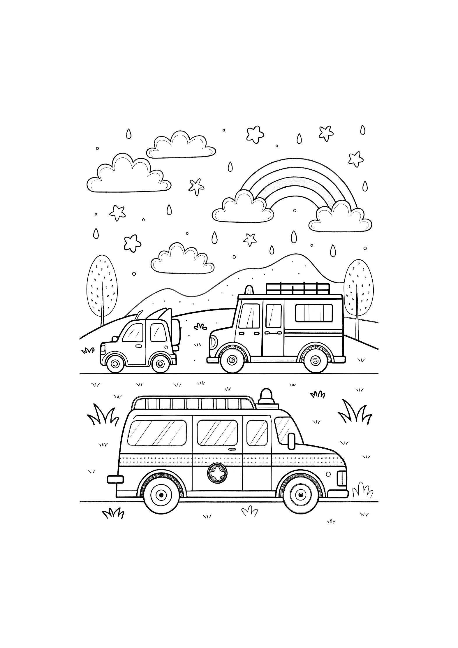 Emergency Vehicles Coloring Book for Kids – 20 Printable A4 Pages – Fire Trucks, Ambulances, Police Cars and More – Digital PDF Download