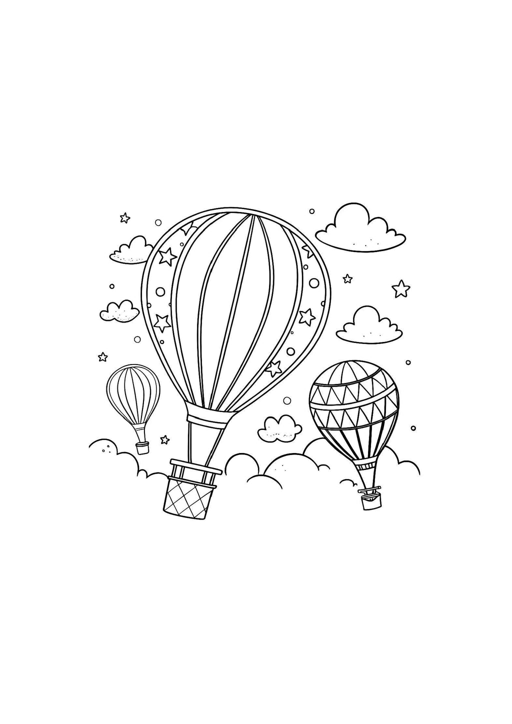 Hot Air Balloons Coloring Book for Kids – 20 Printable A4 Pages – Beautiful and Whimsical Balloon Illustrations – Digital PDF Download